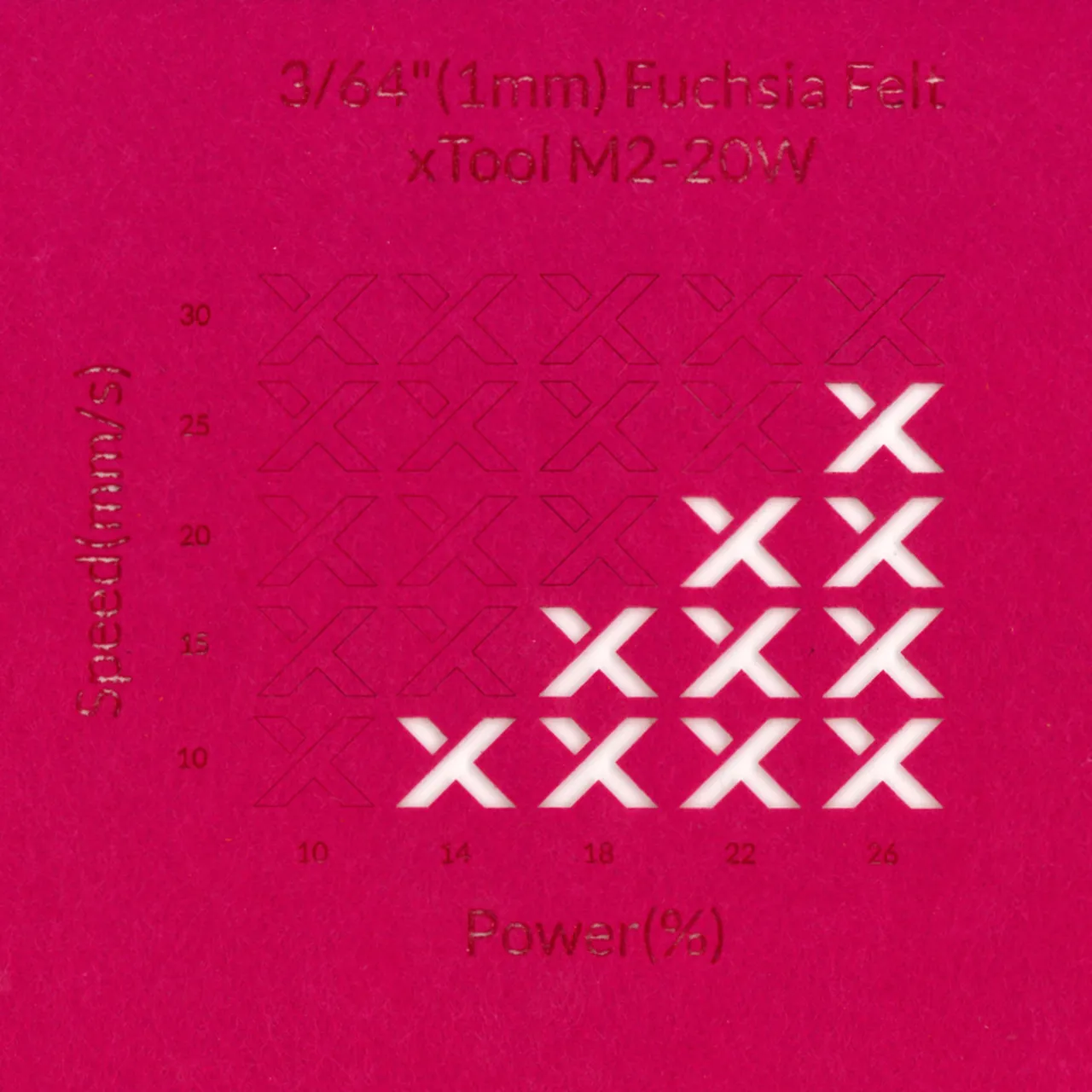 3/64"(1mm) Fuchsia Felt test grid