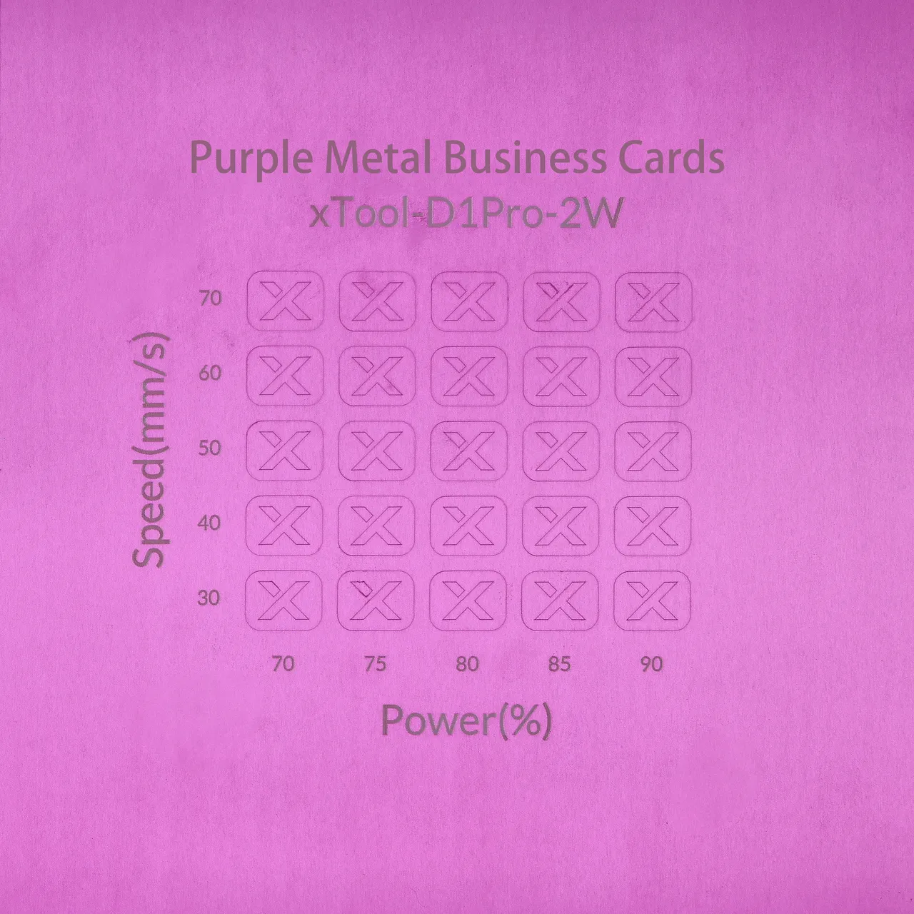 Purple Metal Business Card test grid