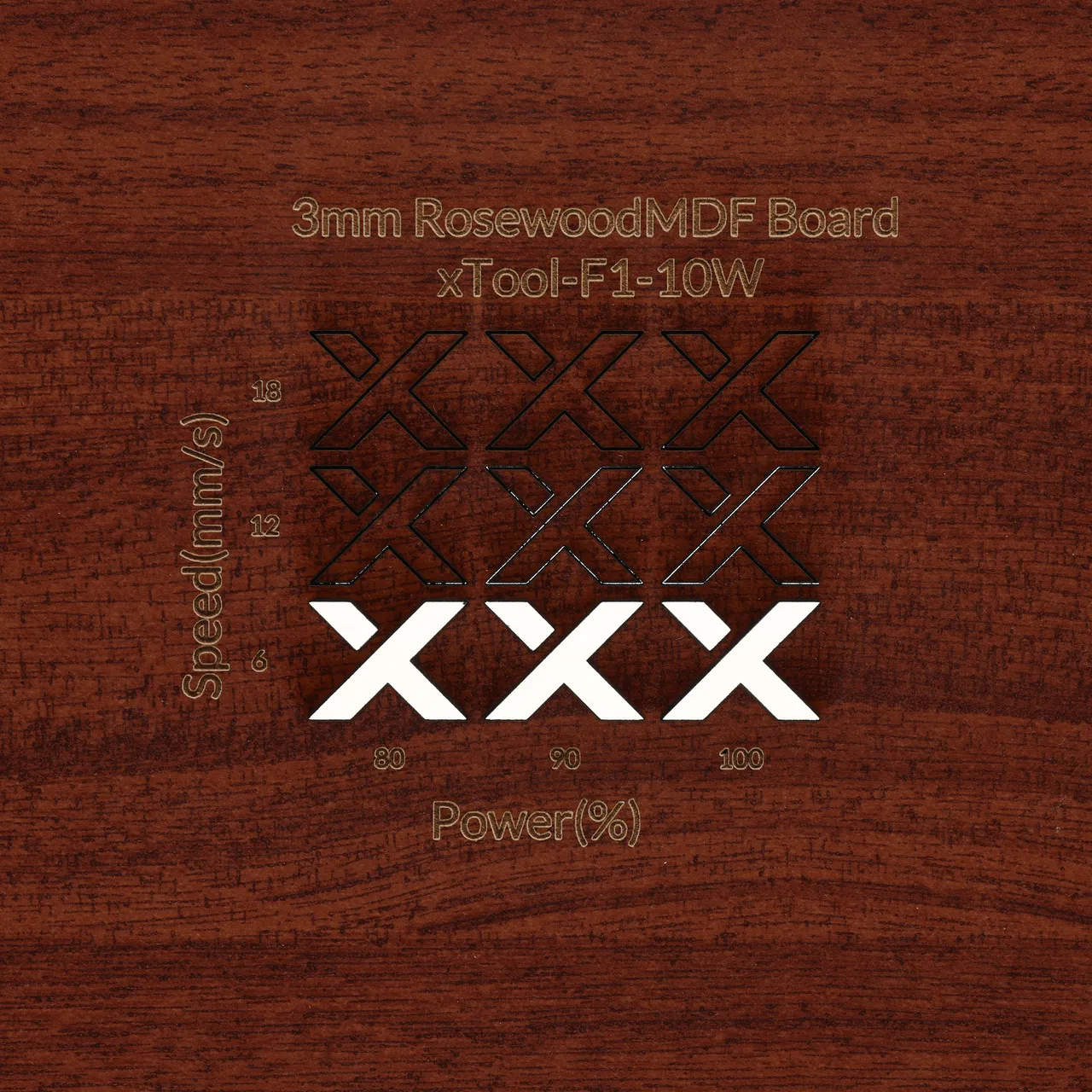 1/8"(3mm) Faux Rosewood MDF Board test grid