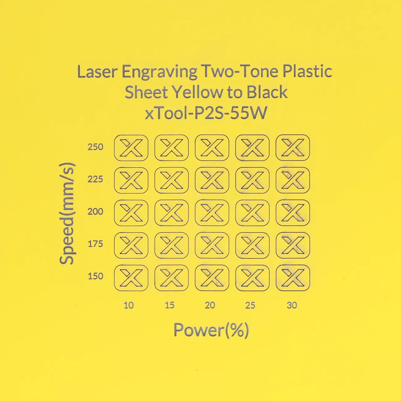 1/20"(1.3mm) Yellow to Black Laser Engraving Two-Tone Plastic Sheet test grid