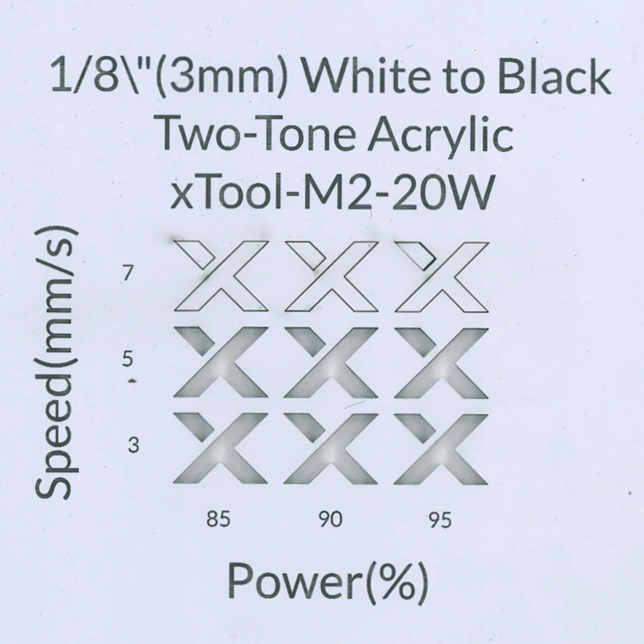 1/8"(3mm) White to Black Two-Tone Acrylic test grid