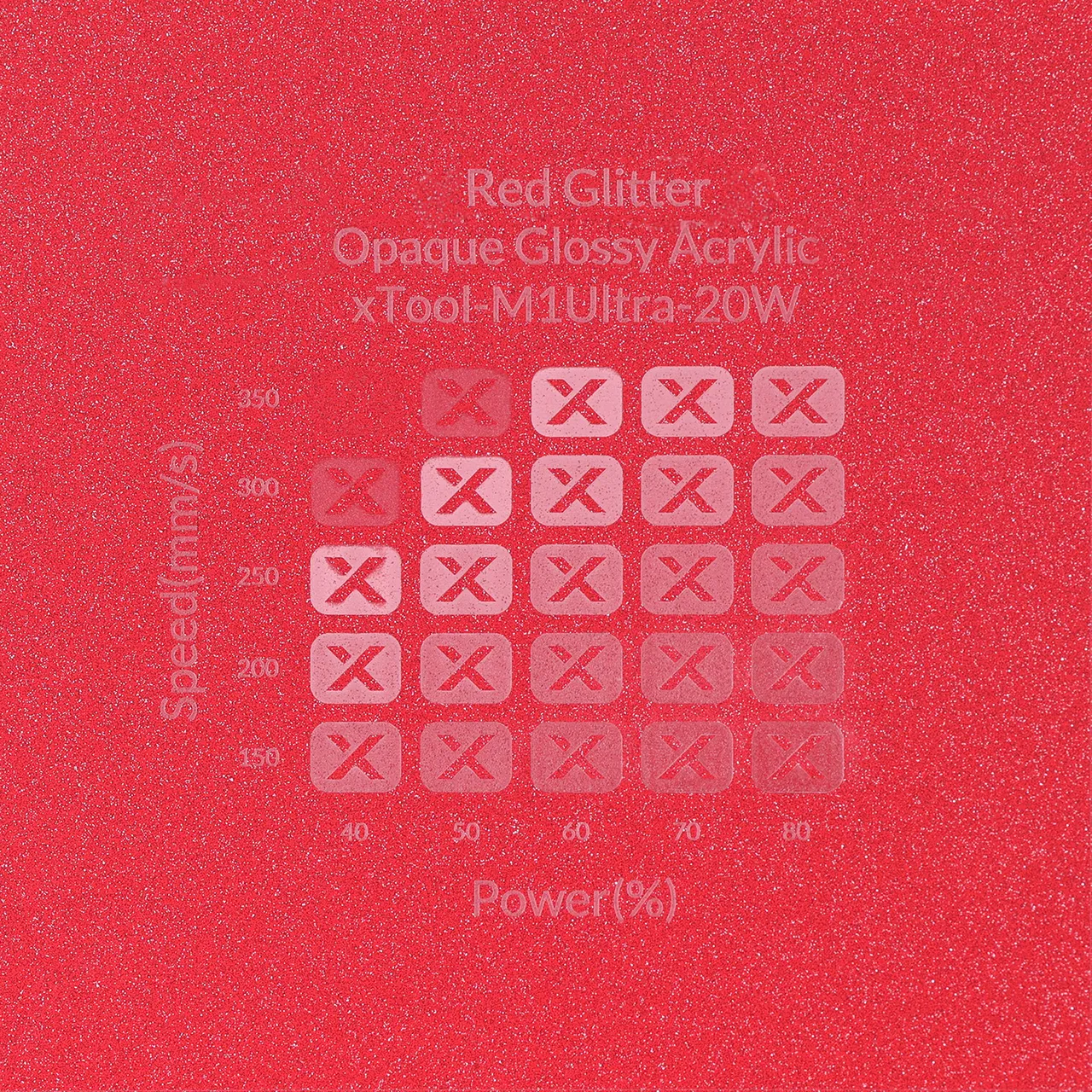 1/8"(3mm) Red Glitter Translucent Acrylic test grid