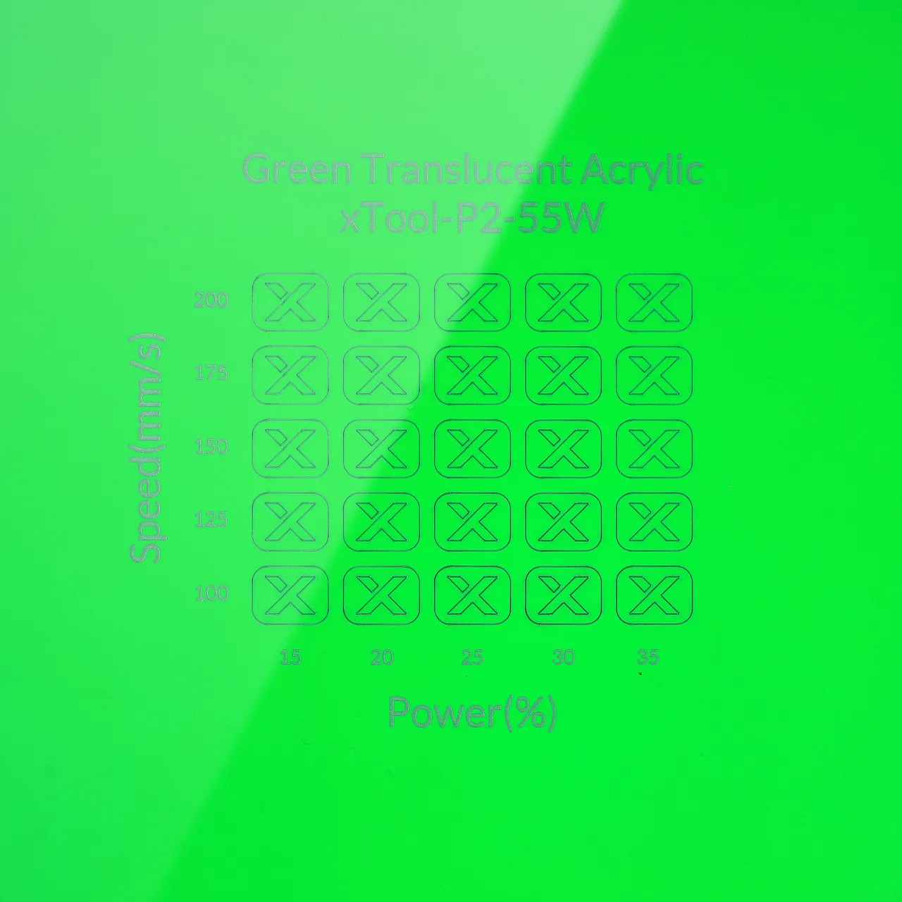 1/8"(3mm) Green Translucent Acrylic test grid