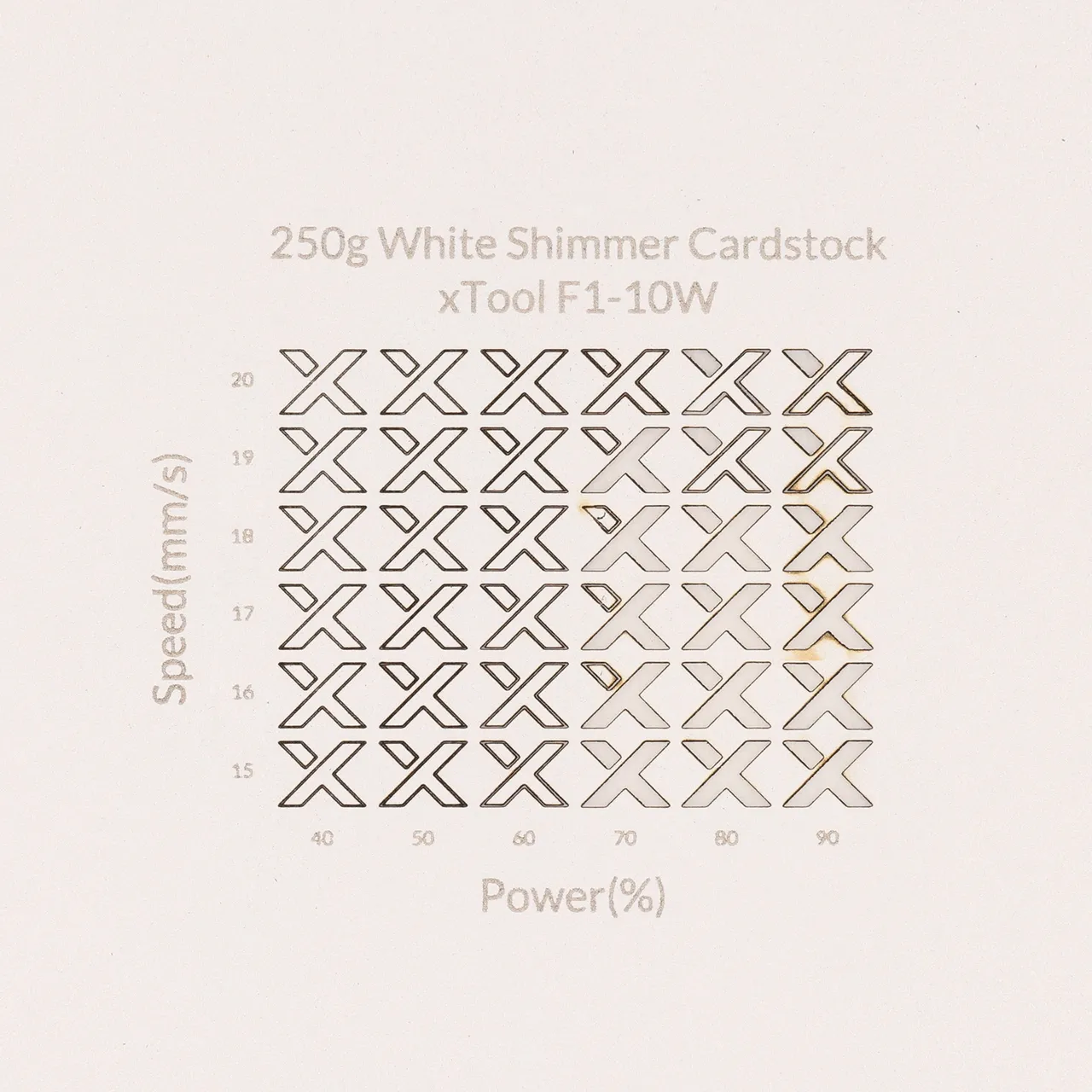 White Shimmer Cardstock-7oz(250g) test grid