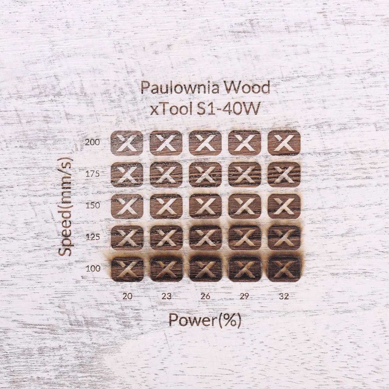 Distressed White Painted Paulownia Wood test grid