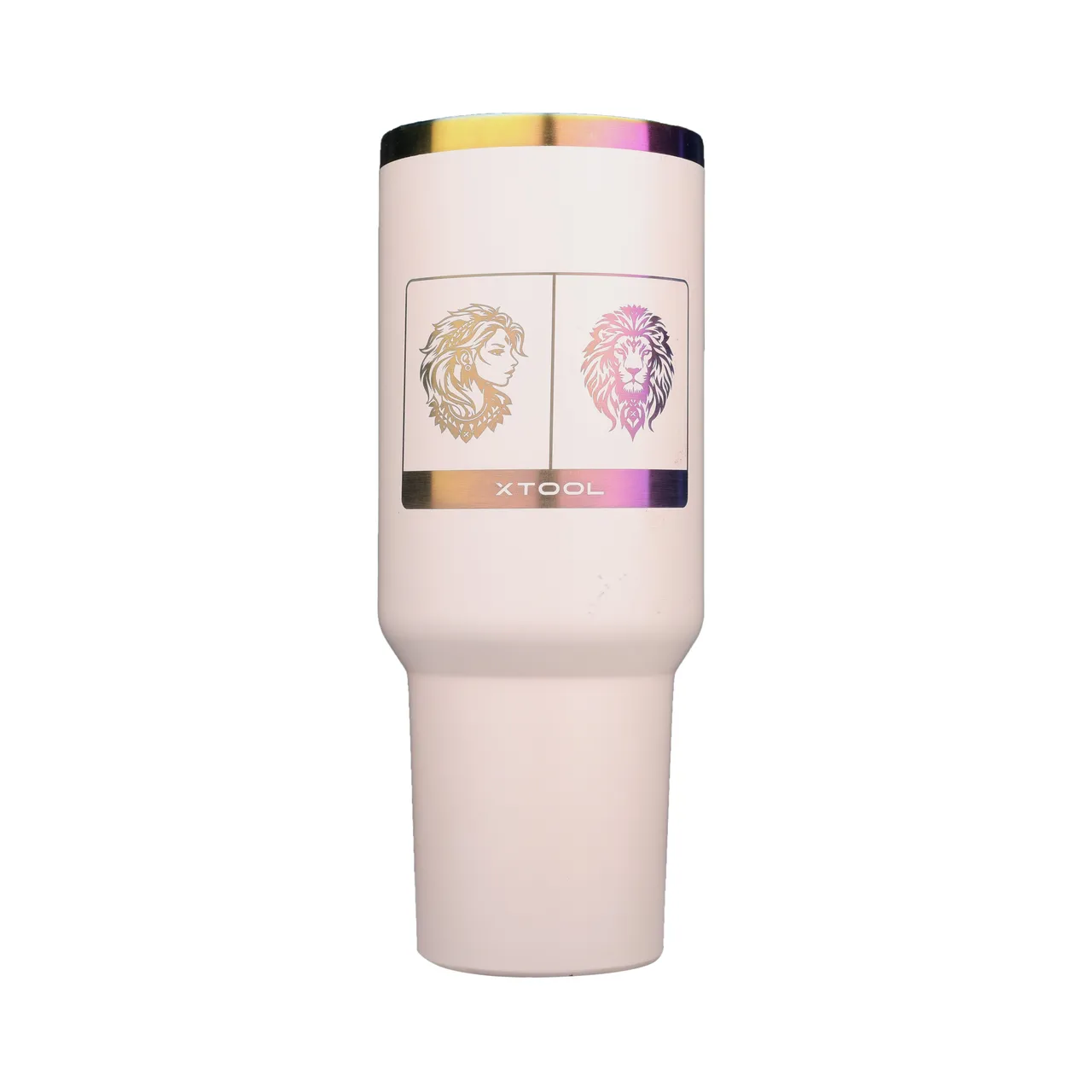 Pink to Iridescent Stainless Steel Tumbler with Handle(40oz) test grid