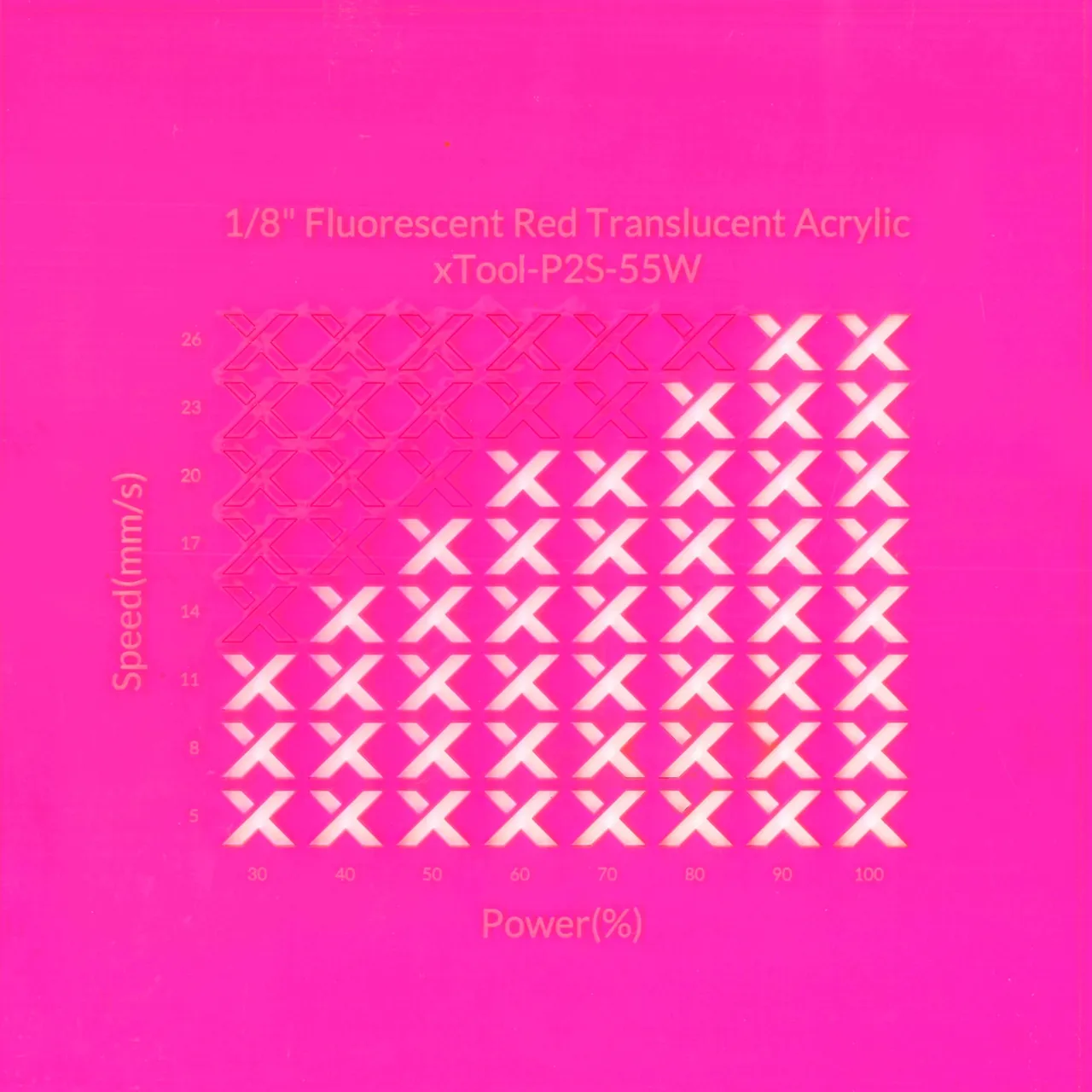 1/8"(3mm) Fluorescent Red Translucent Acrylic test grid