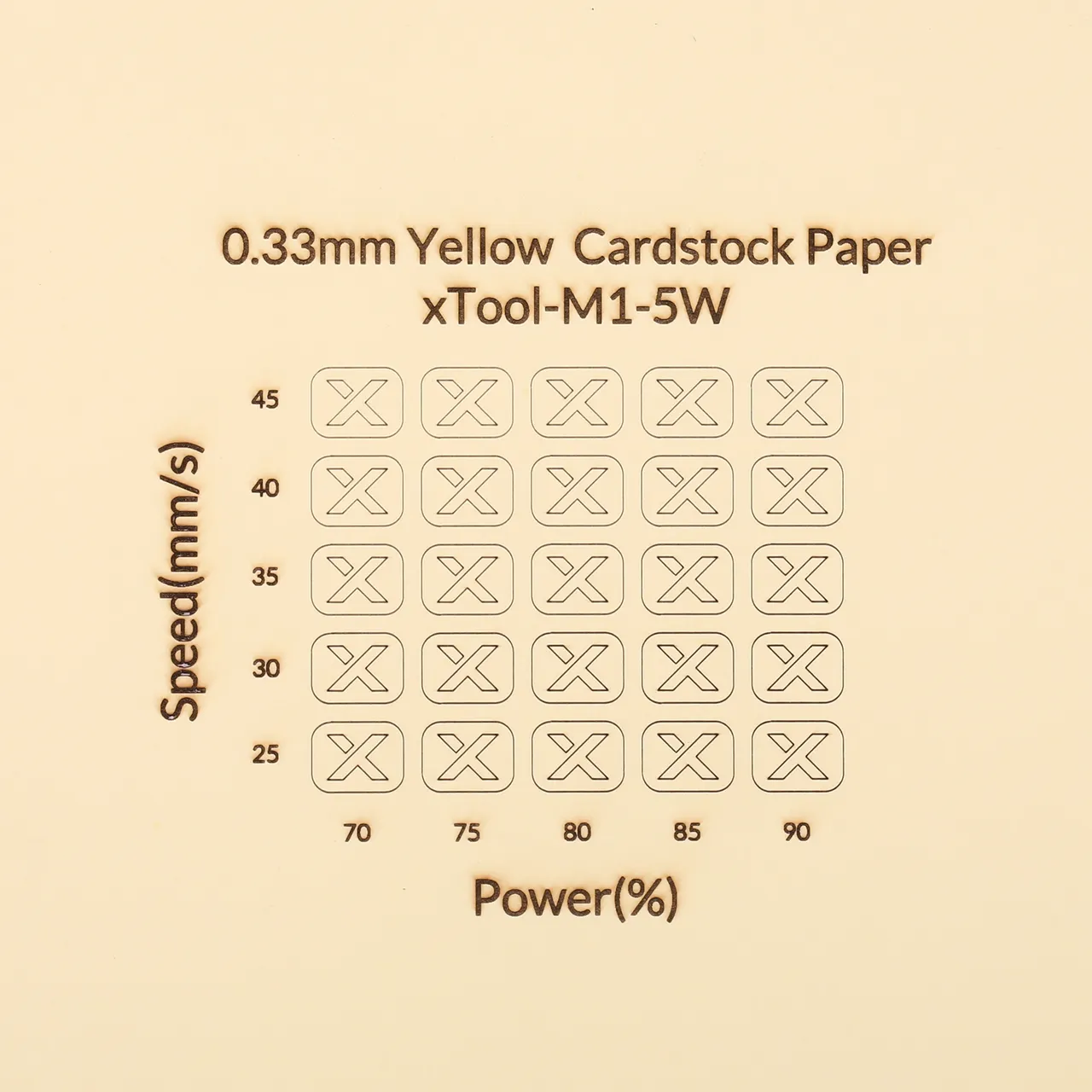 1/77"(0.33mm) Yellow Cardstock Paper test grid