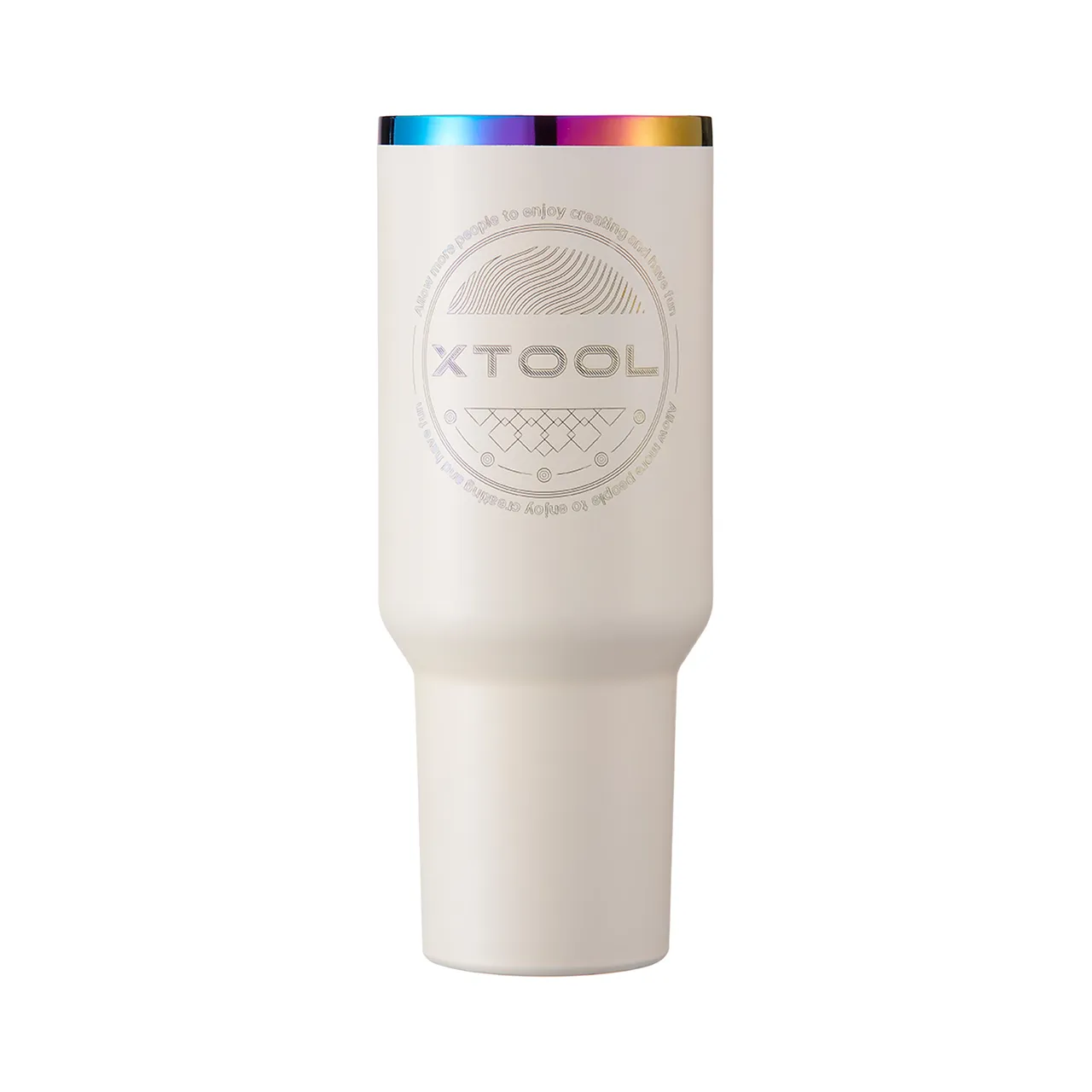 Cream White to Iridescent Glow in the Dark Stainless Steel Tumbler with Removable Handle 40oz test grid