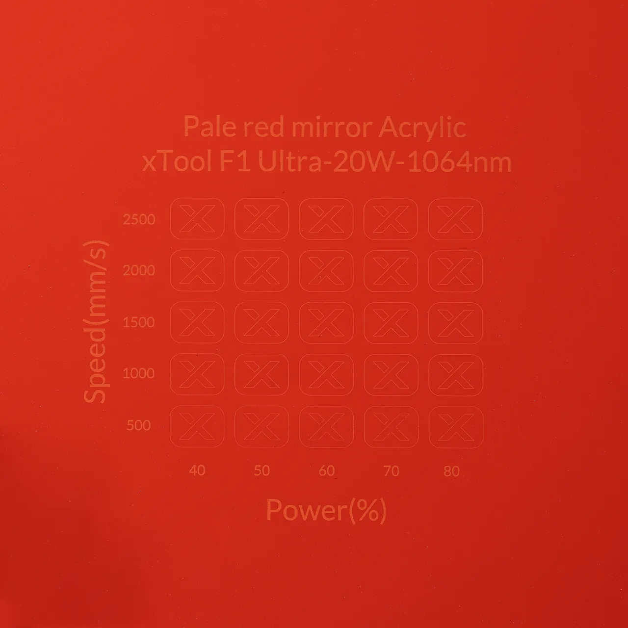 1/8"(3mm) Pale Red Mirror Acrylic test grid