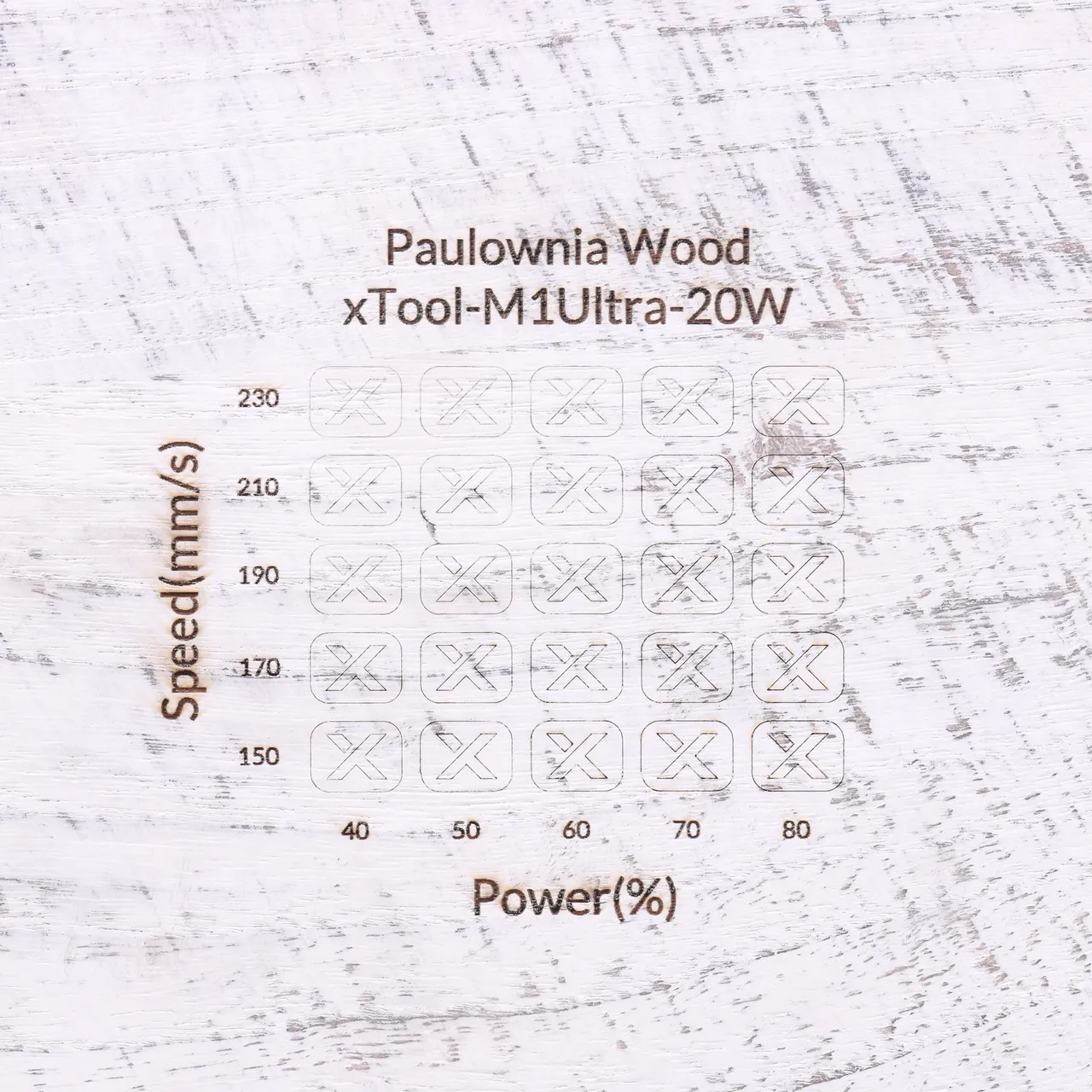 Distressed White Painted Paulownia Wood test grid
