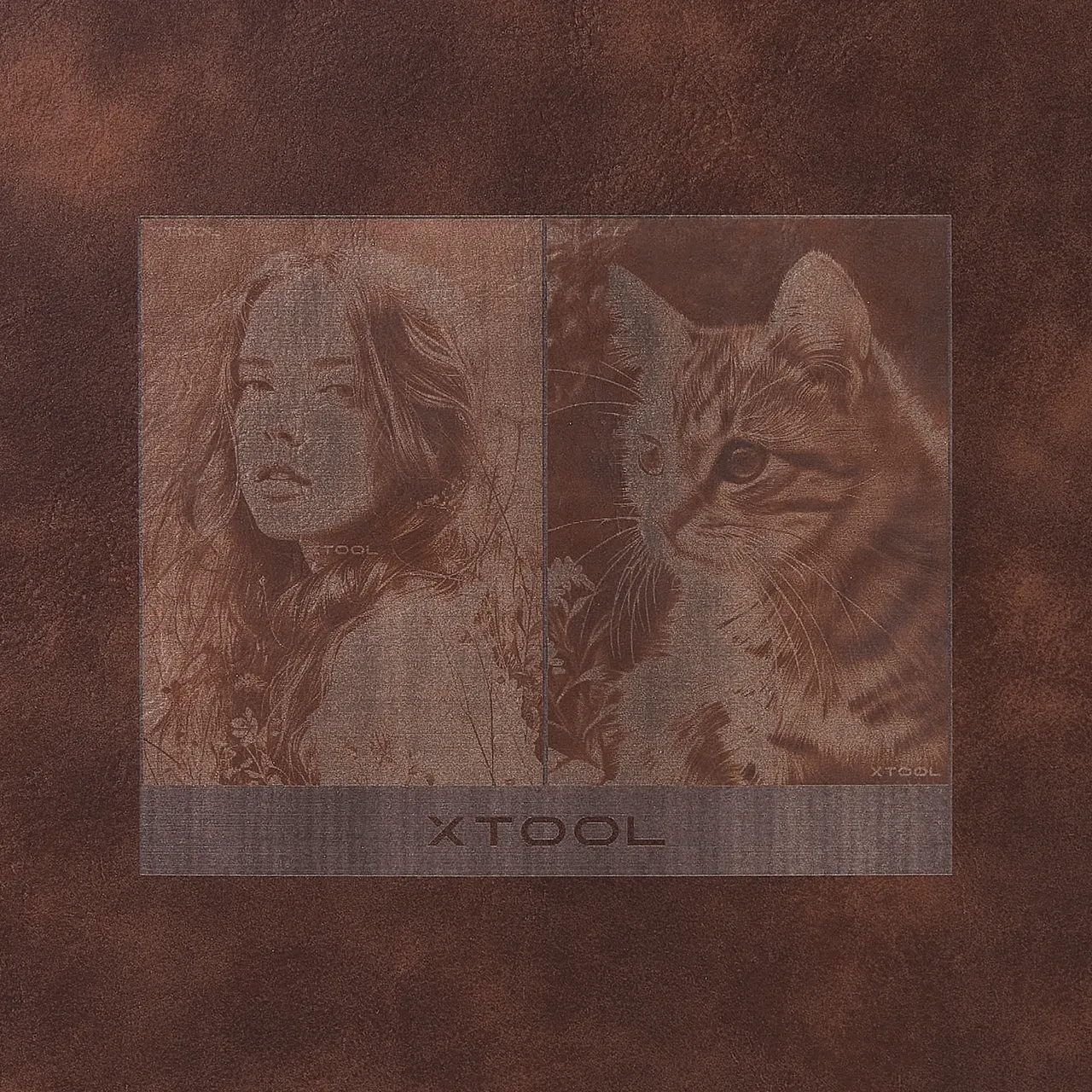Brown to Gold Laserable PU Leather test grid
