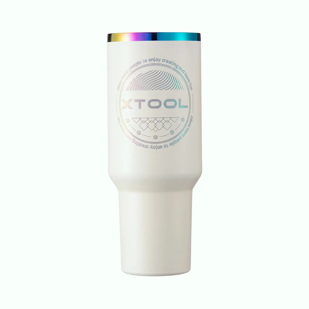 30oz(887ml) Cream White to Iridescent Tumbler with Handle and Straw