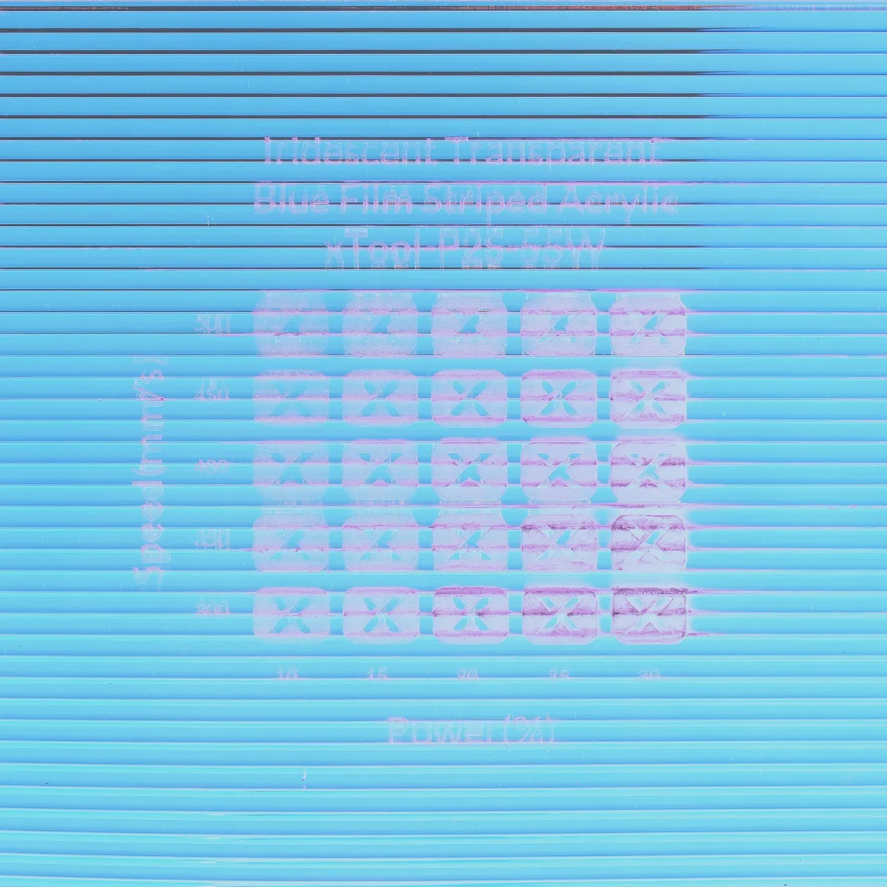 1/8"(3mm) Iridescent Blue Film Transparent Striped Acrylic test grid