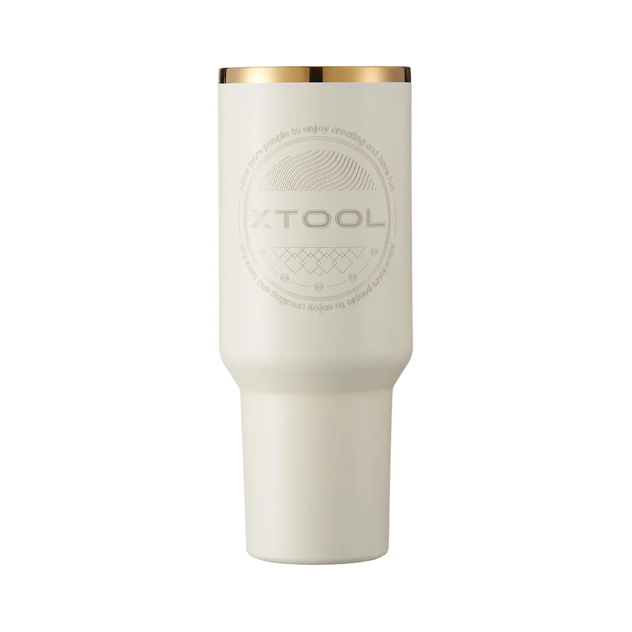 Cream White to Gold Glow in the Dark Stainless Steel Tumbler with Handle (40oz) test grid