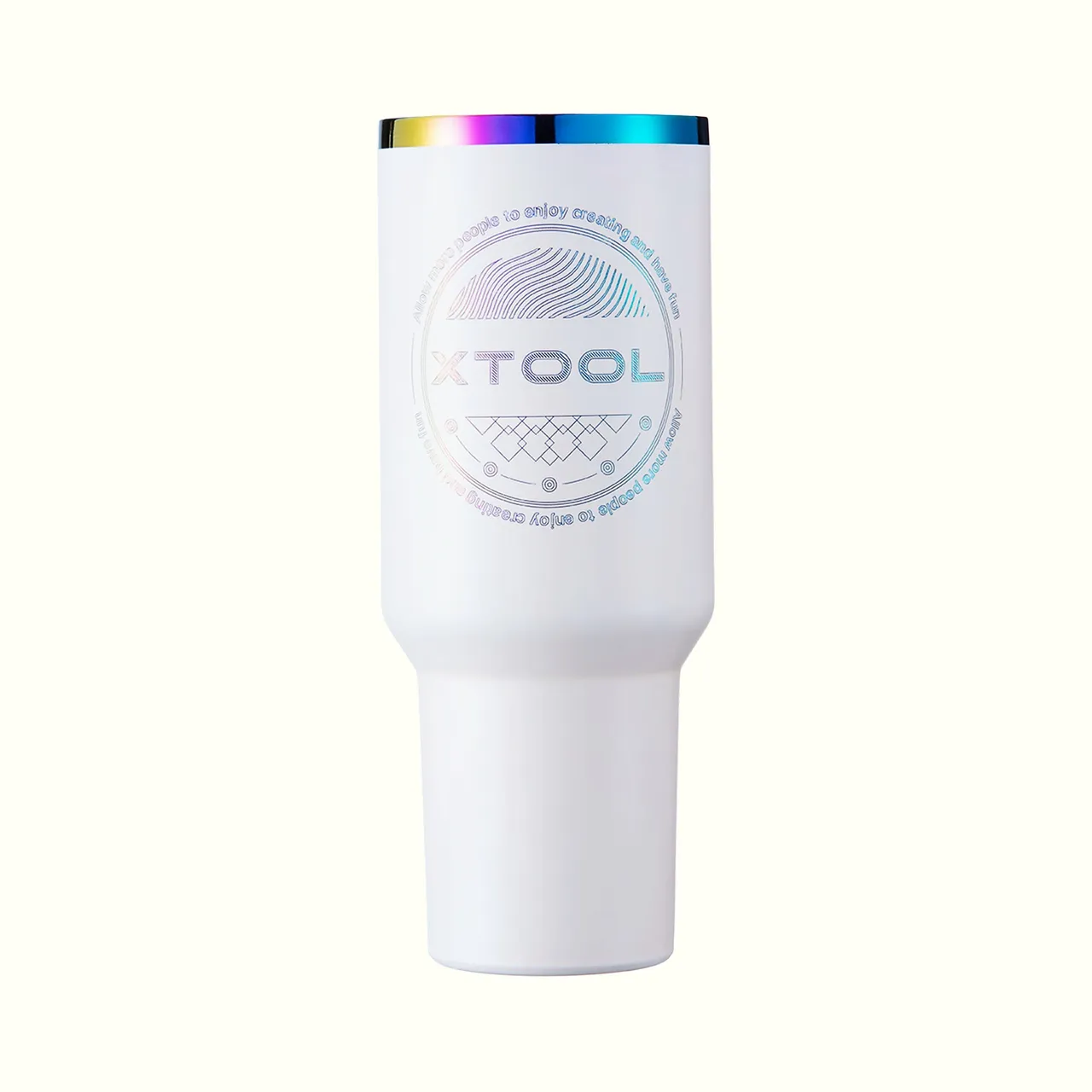 White to Iridescent Stainless Steel Tumbler with Handle(40oz) test grid