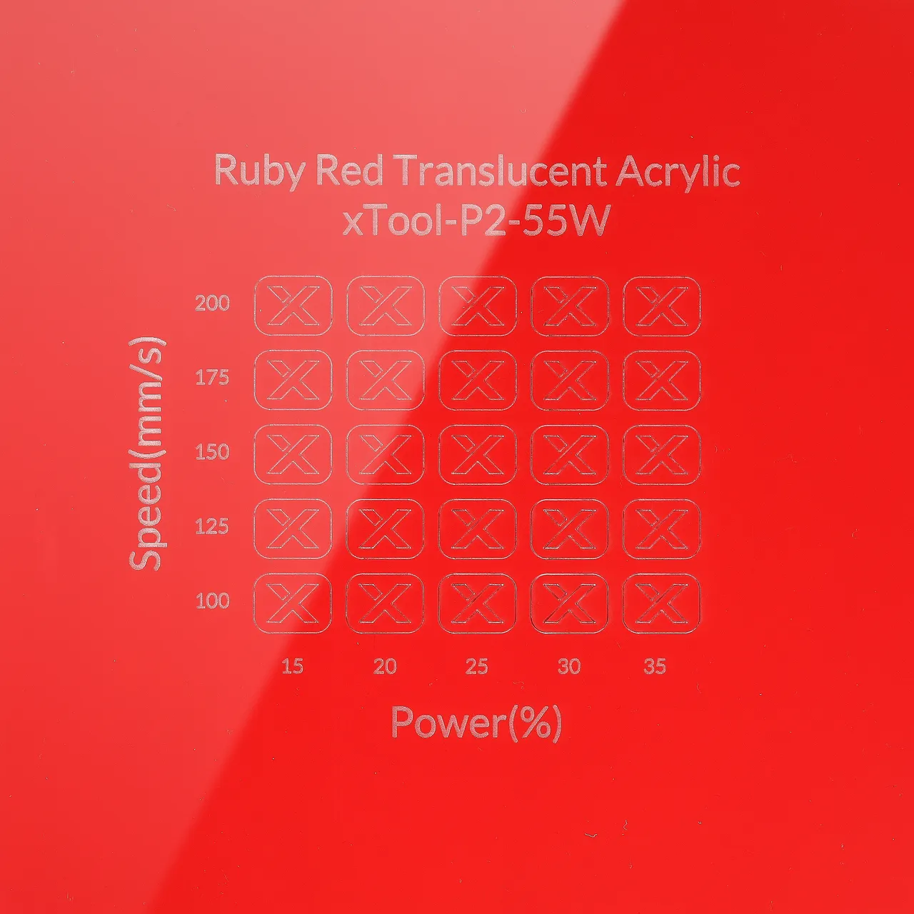1/8"(3mm) Ruby Red Translucent Acrylic test grid