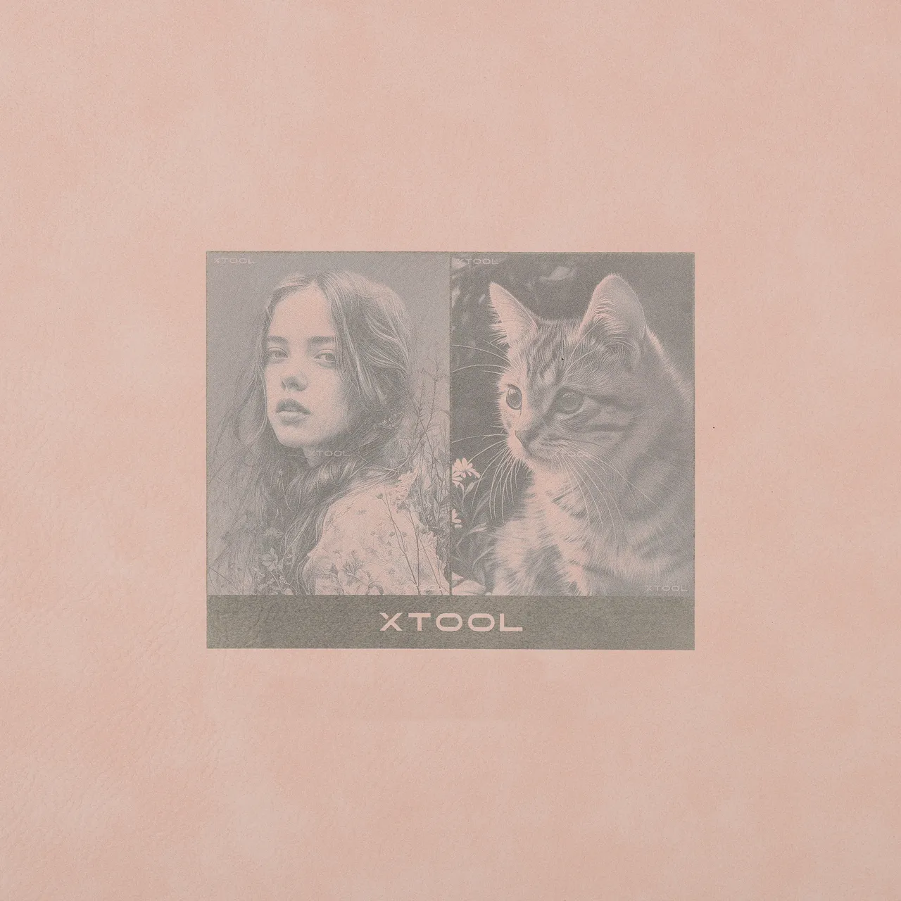 Pale Pink to Gold Laserable PU Leather test grid