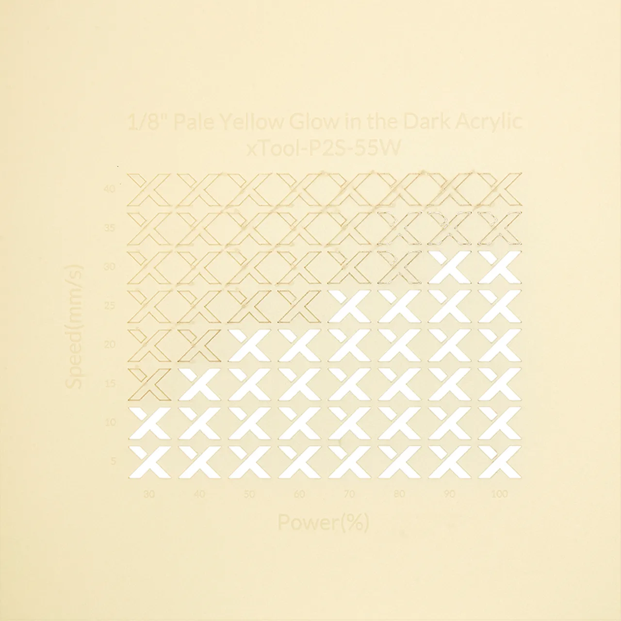 1/8"(3mm) Pale Yellow Glow in the Dark Acrylic test grid