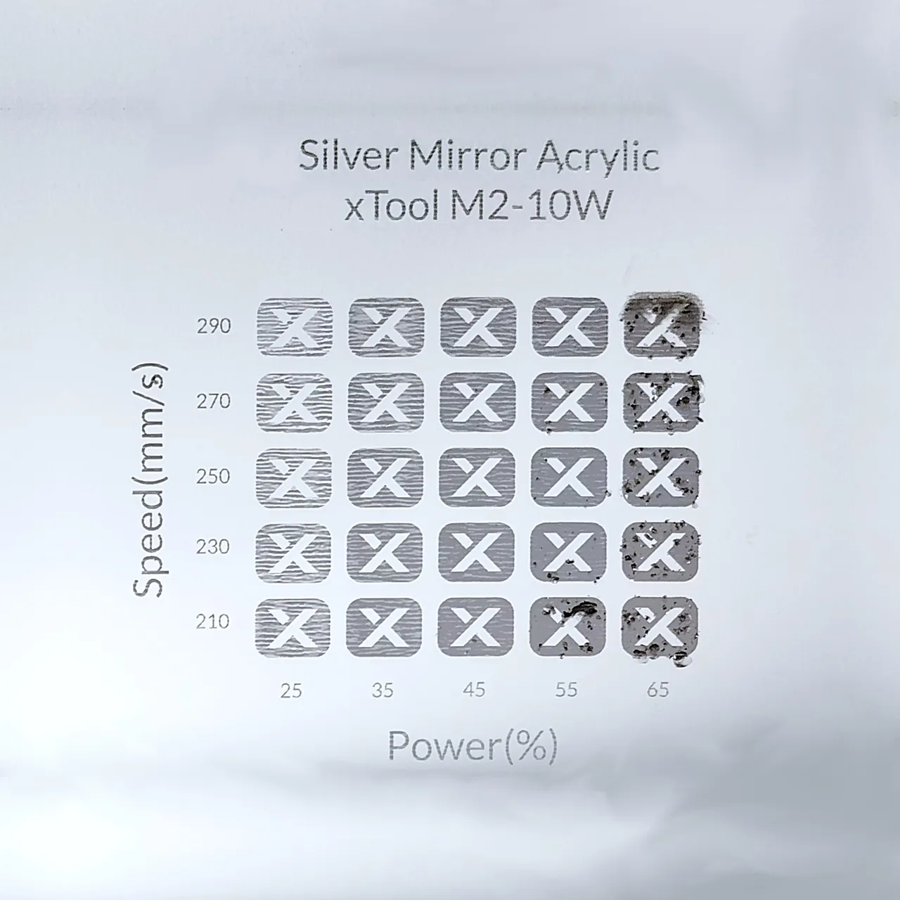 1/8"(3mm) Silver Mirror Acrylic test grid