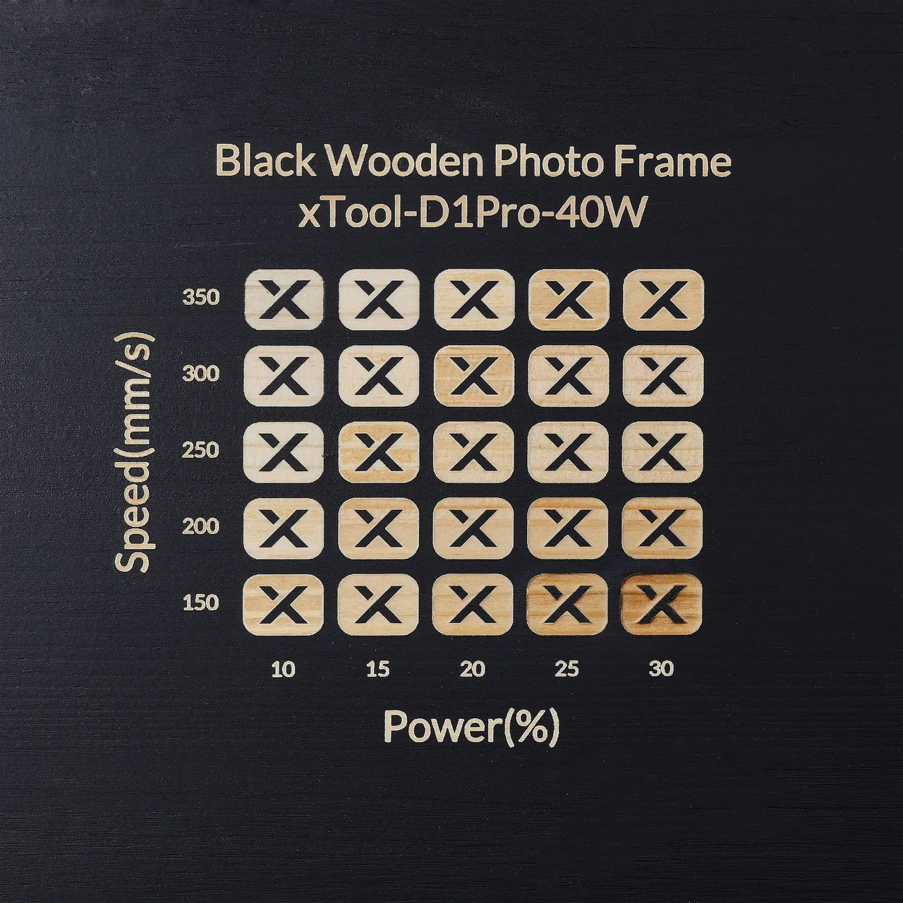 Black Painted Pine Wood test grid