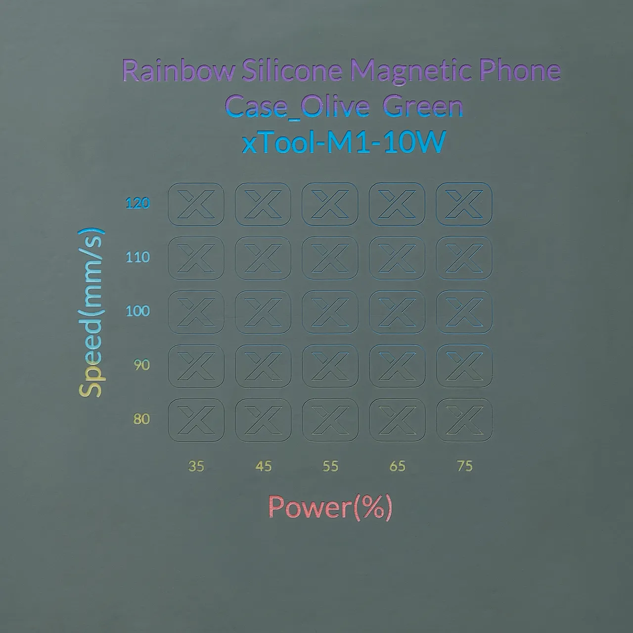 Olive Green to Rainbow Silicone test grid