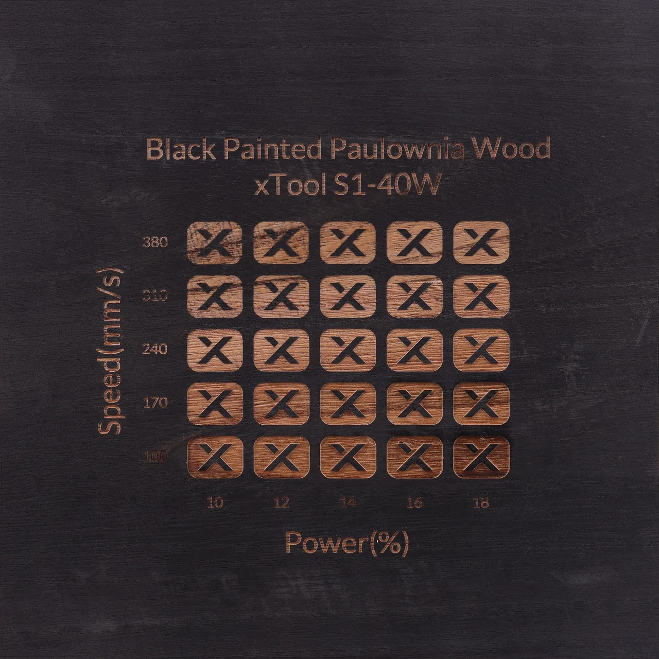 Black Painted Paulownia Wood test grid