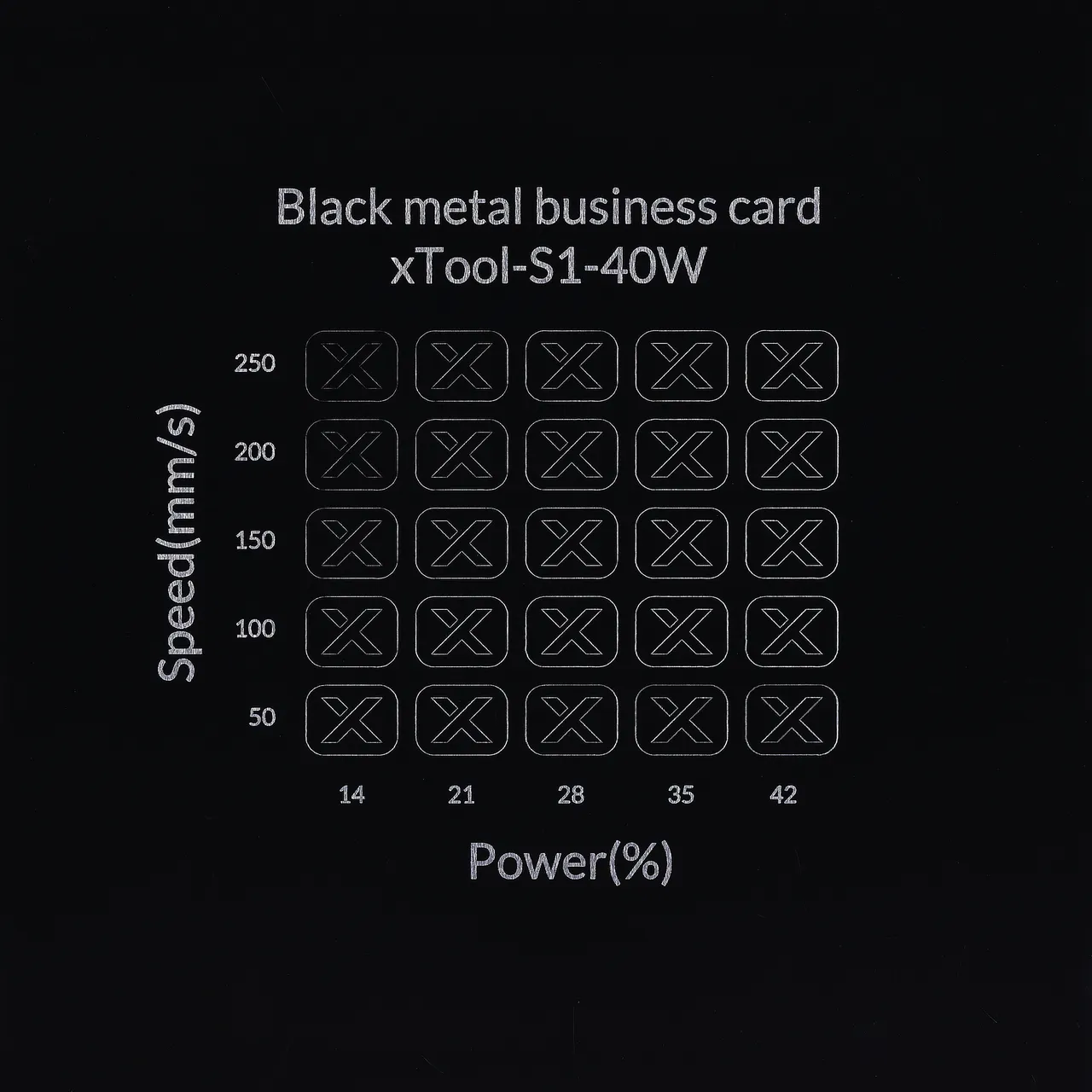 1/64"(0.2mm) Black Metal Business Card test grid