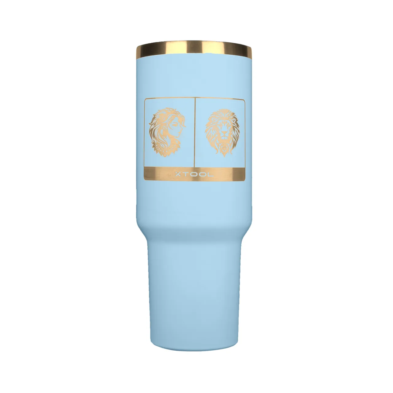 Pastel Blue to Gold Stainless Steel Tumbler with Handle(40oz) test grid