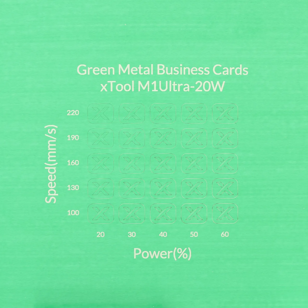 Green Metal Business Card test grid