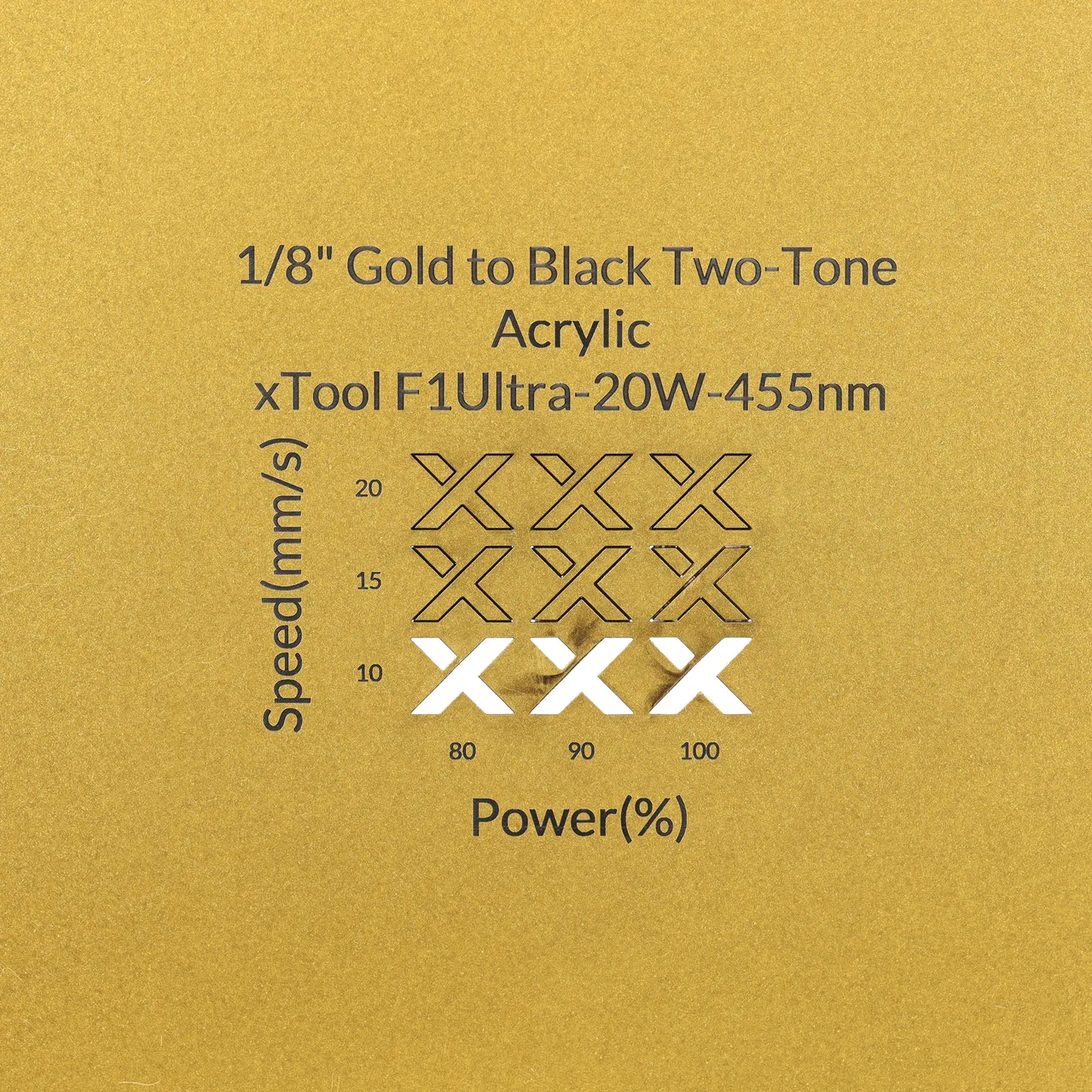 1/8"(3mm) Gold to Black Two-Tone Acrylic test grid