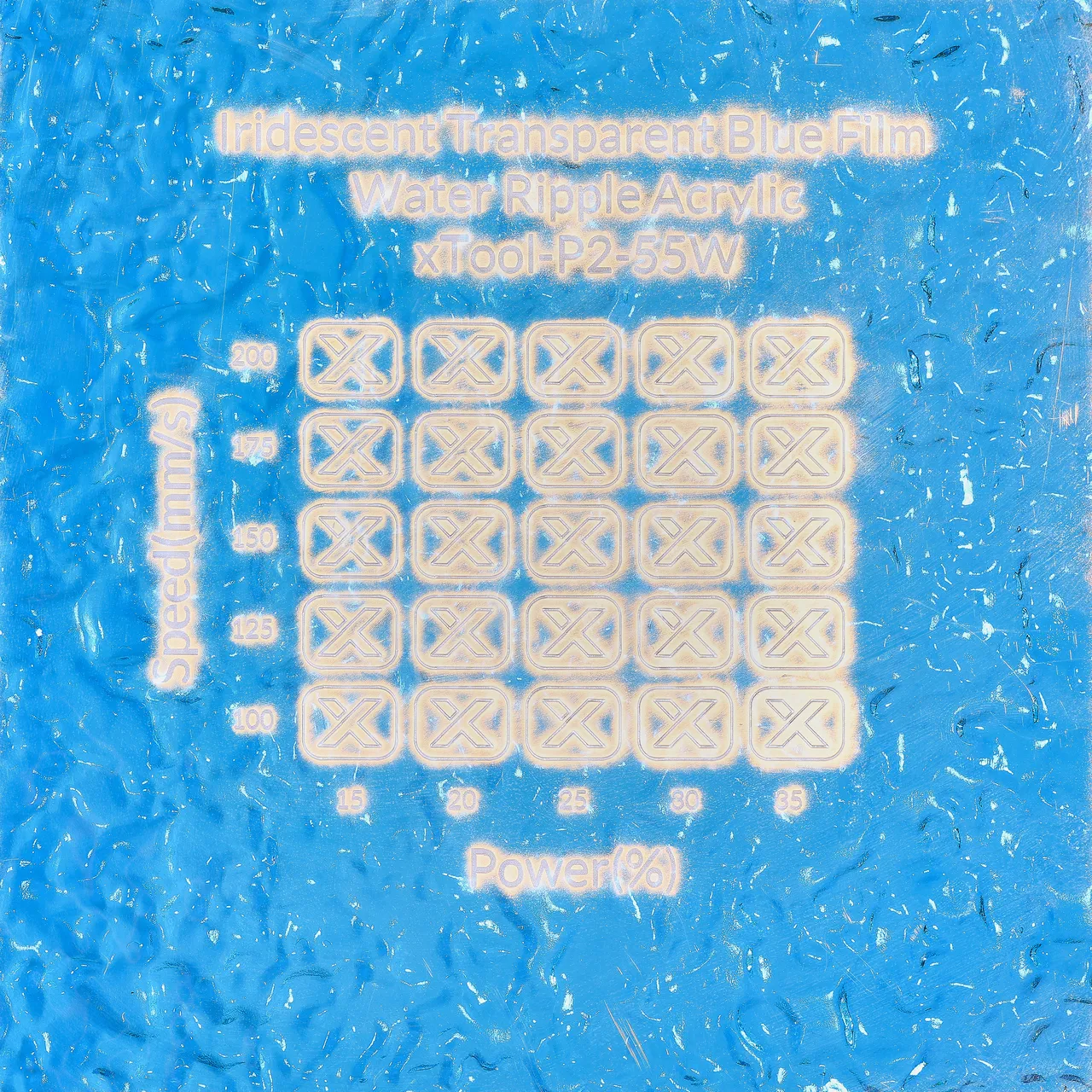 1/8"(3mm) Iridescent Blue Film Transparent Water Ripple Acrylic test grid