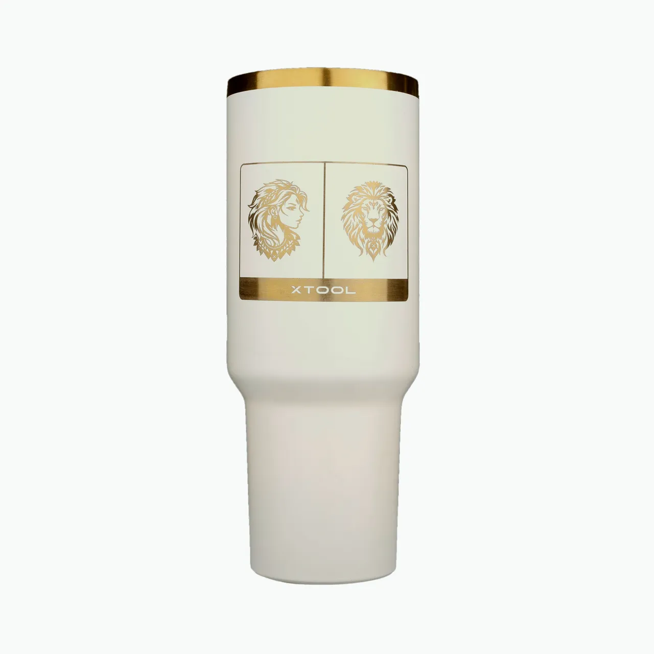 Cream White to Gold Glow in the Dark Stainless Steel Tumbler with Handle (40oz) test grid