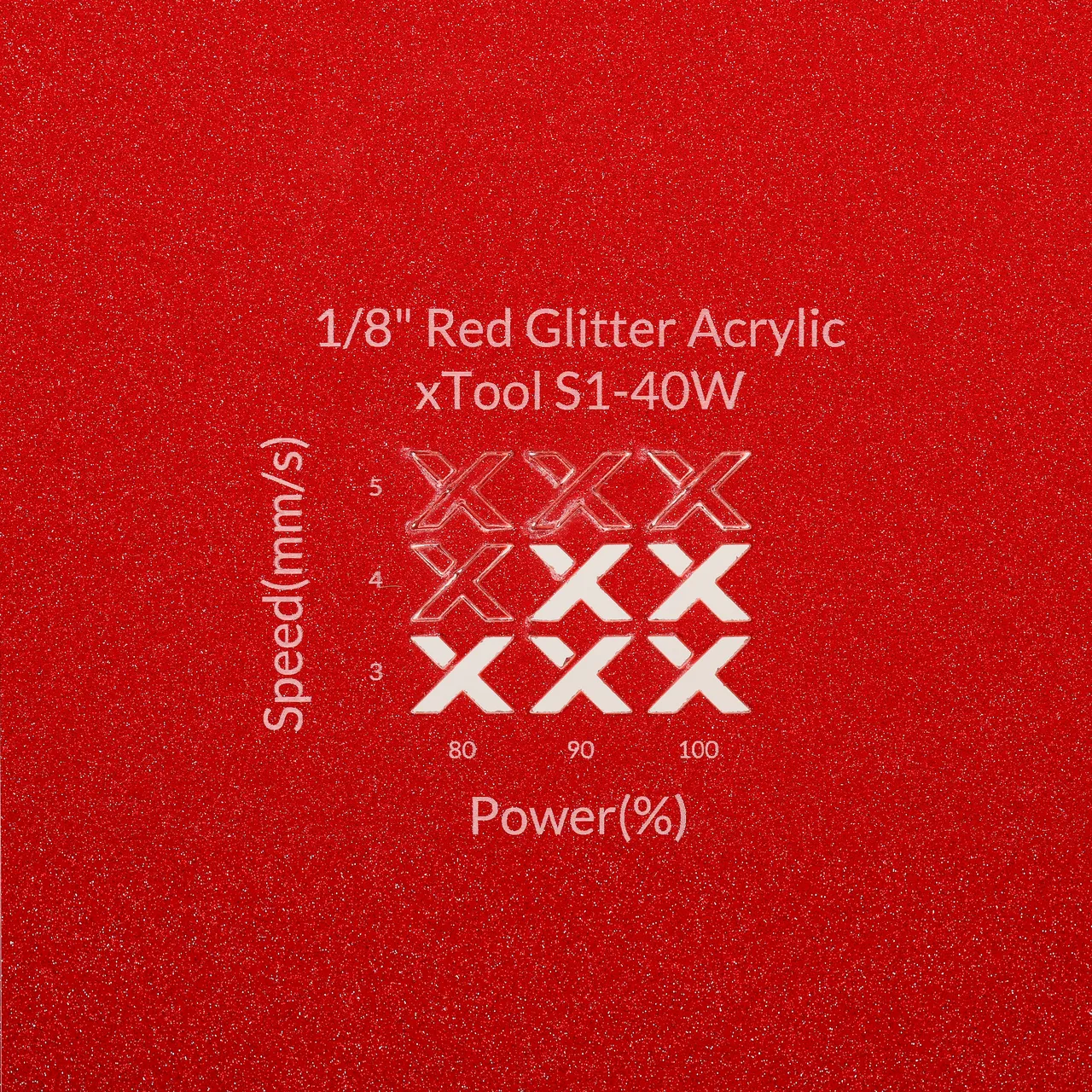 1/8"(3mm) Red Glitter Translucent Acrylic test grid