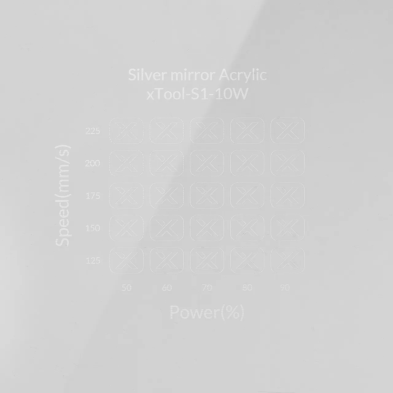 1/8"(3mm) Silver Mirror Acrylic test grid