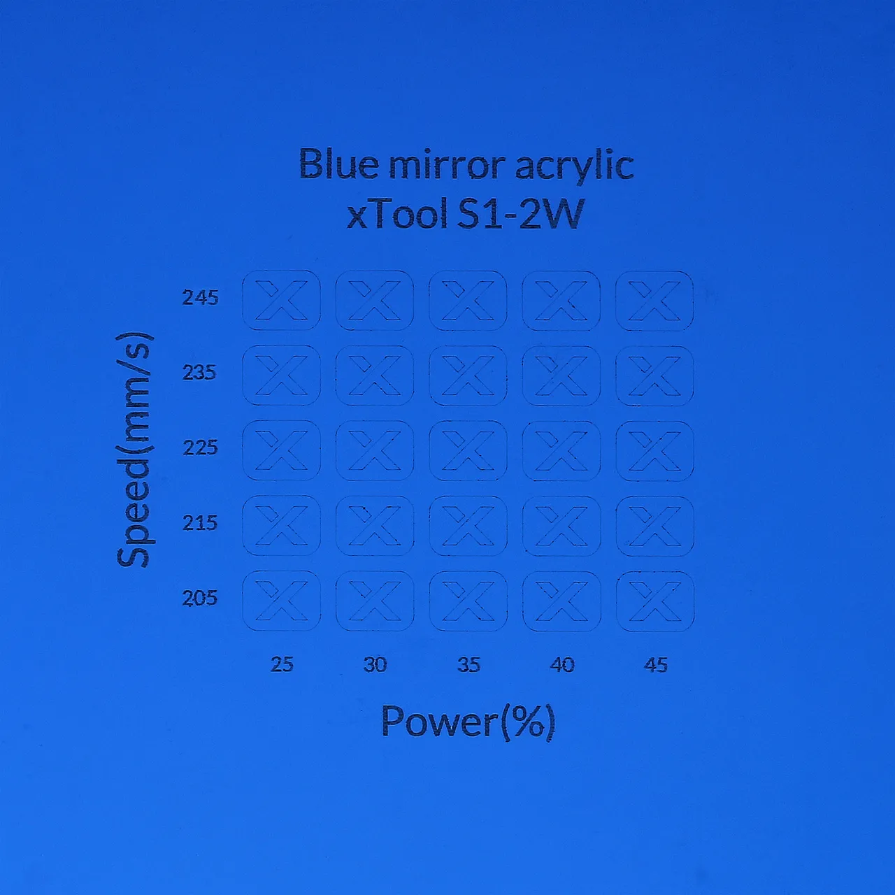 1/8"(3mm) Blue Mirror Acrylic test grid