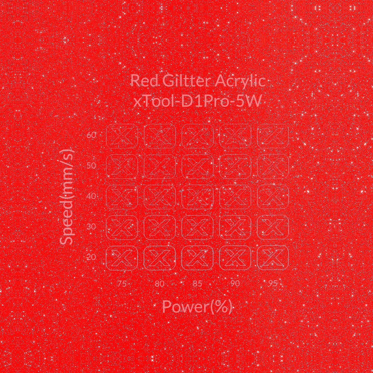 1/8"(3mm) Red Glitter Translucent Acrylic test grid