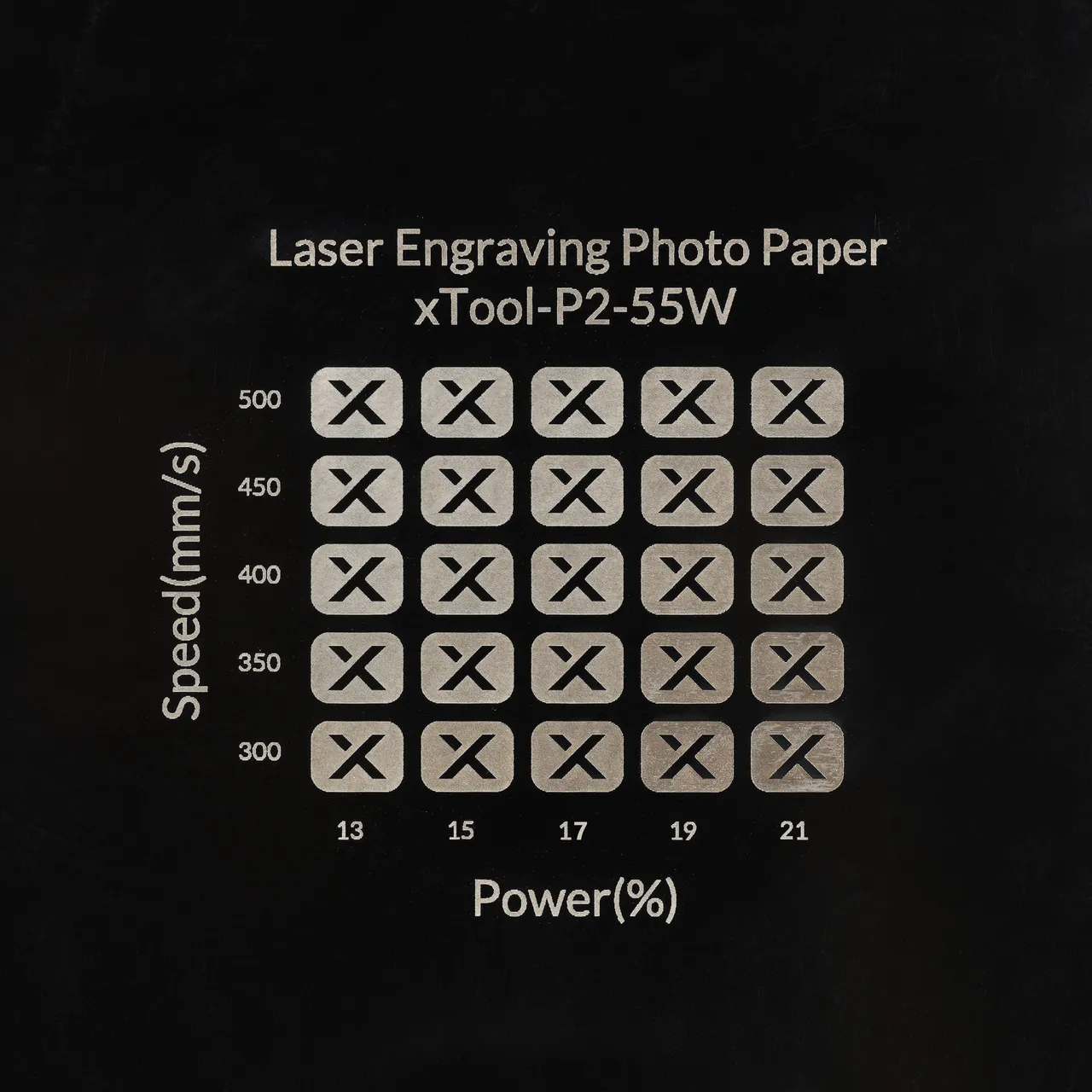 Laser Engraving Photo Paper test grid