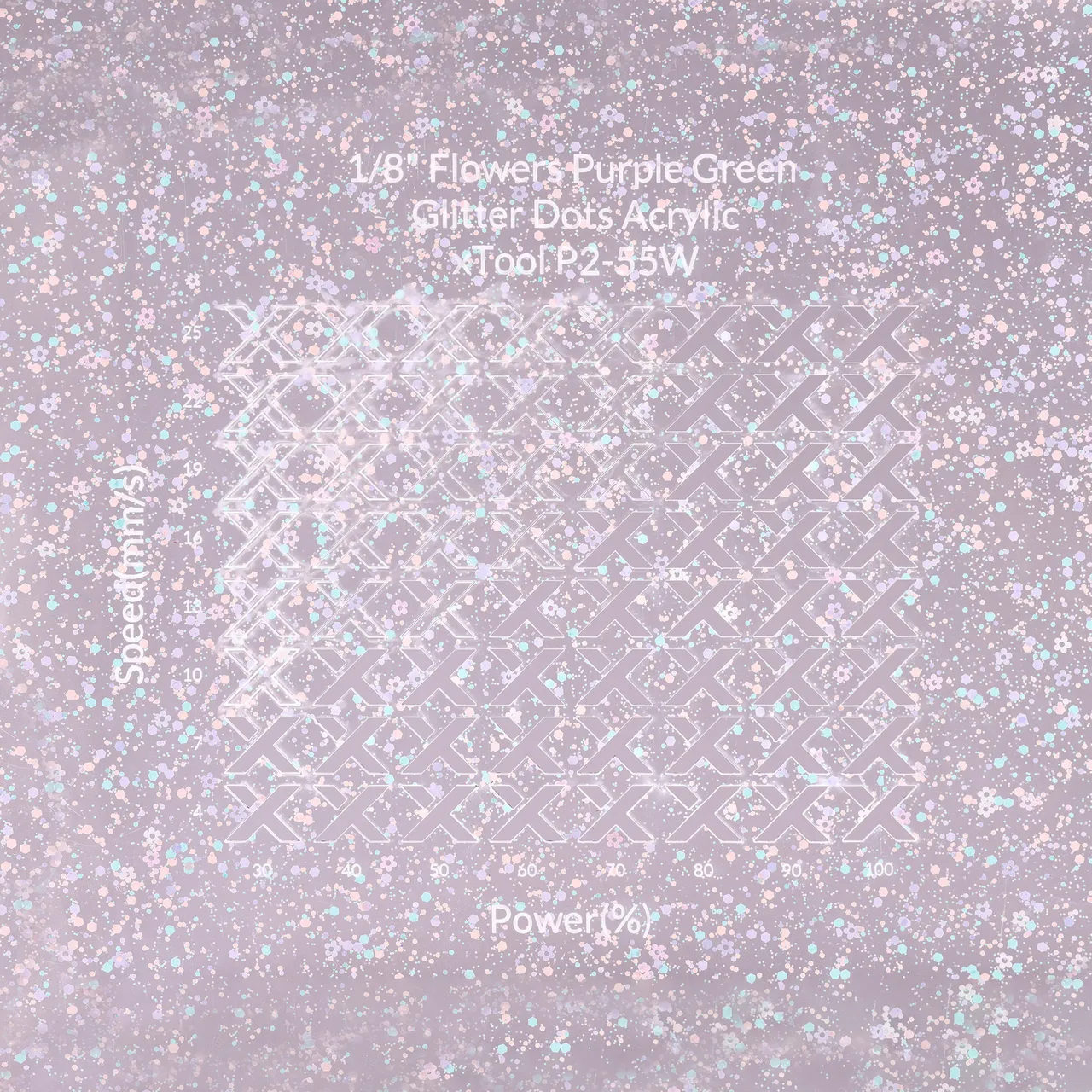 1/8"(3mm) Flowers Purple Green Glitter Dots Acrylic test grid