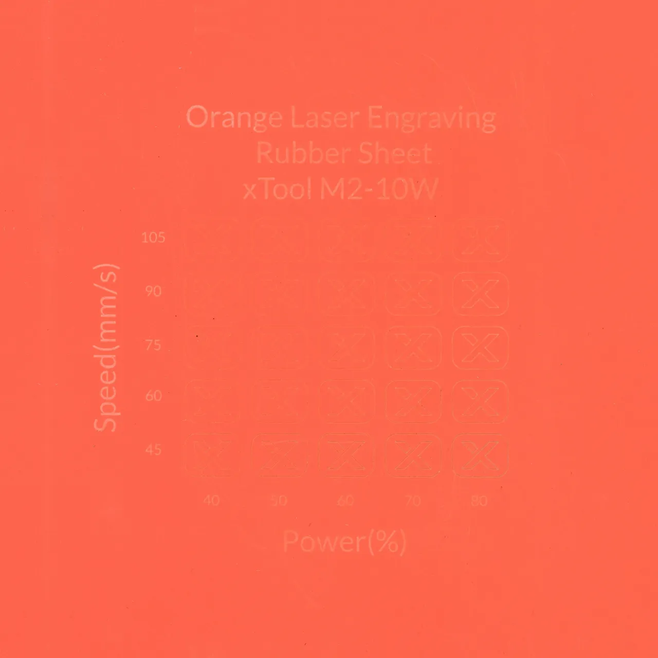 Orange Laser Engraving Rubber Sheet test grid
