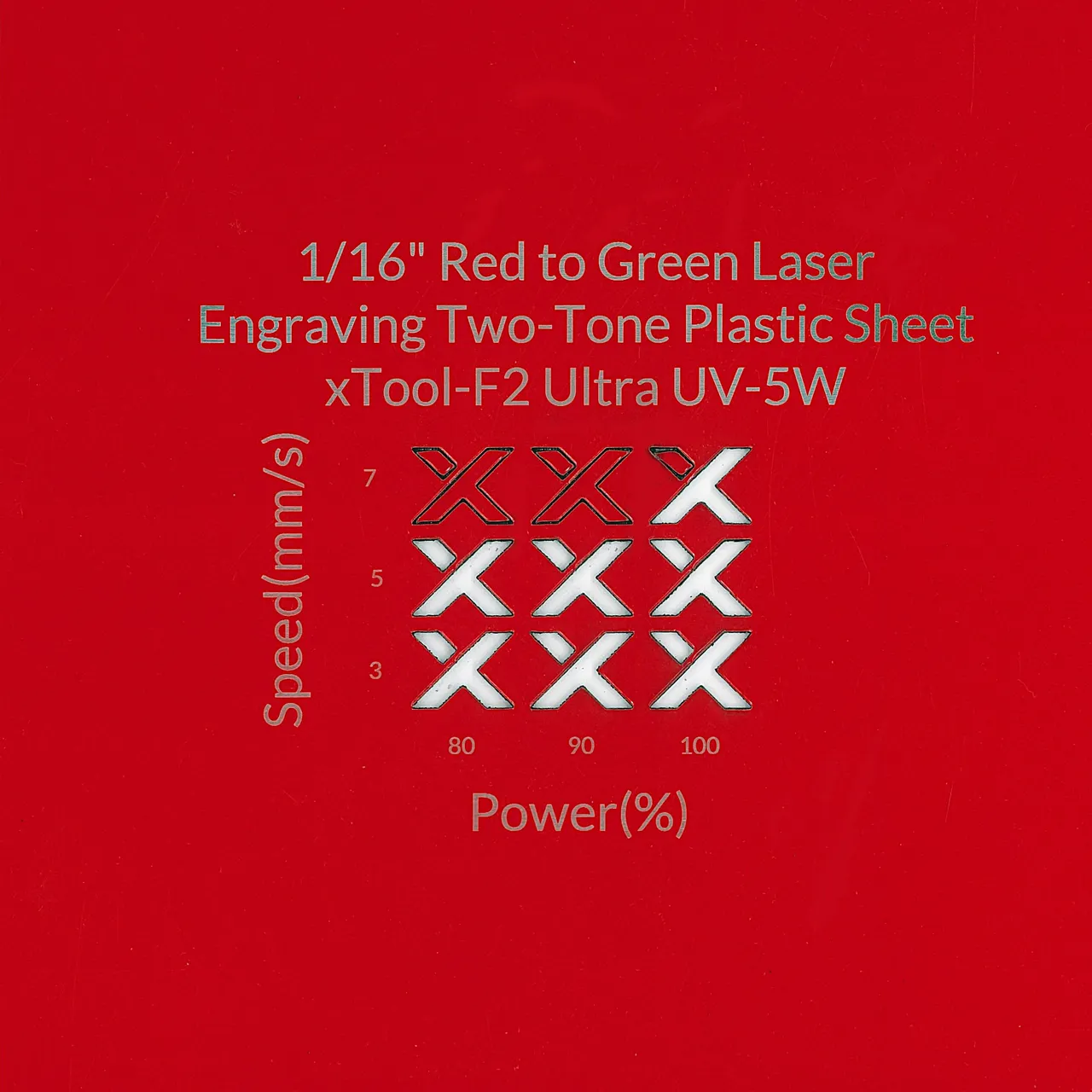 1/20"(1.3mm) Red to Green Laser Engraving Two-Tone Plastic Sheet test grid
