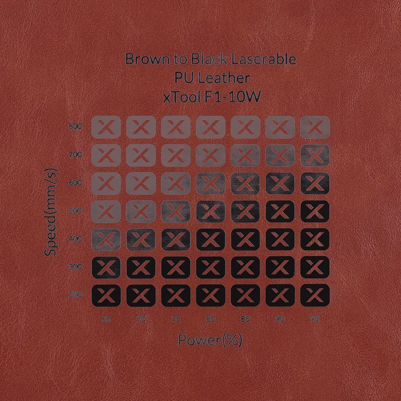 Brown to Black Laserable PU Leather Magnetic Bookmark test grid