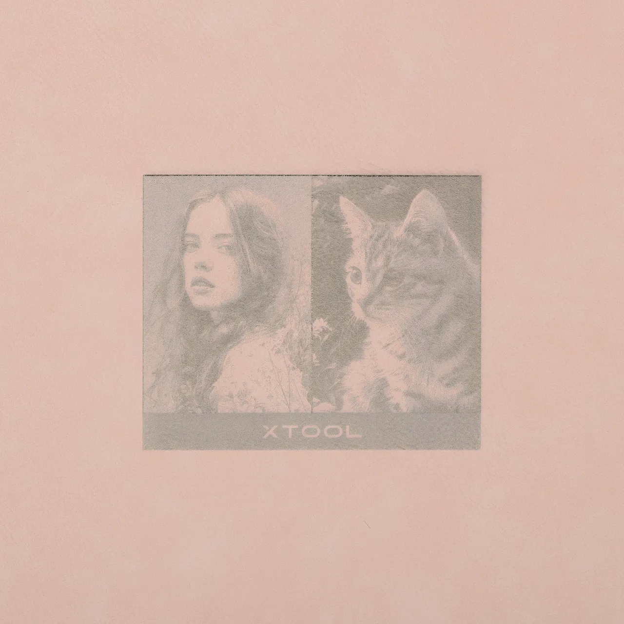 Pale Pink to Gold Laserable PU Leather test grid