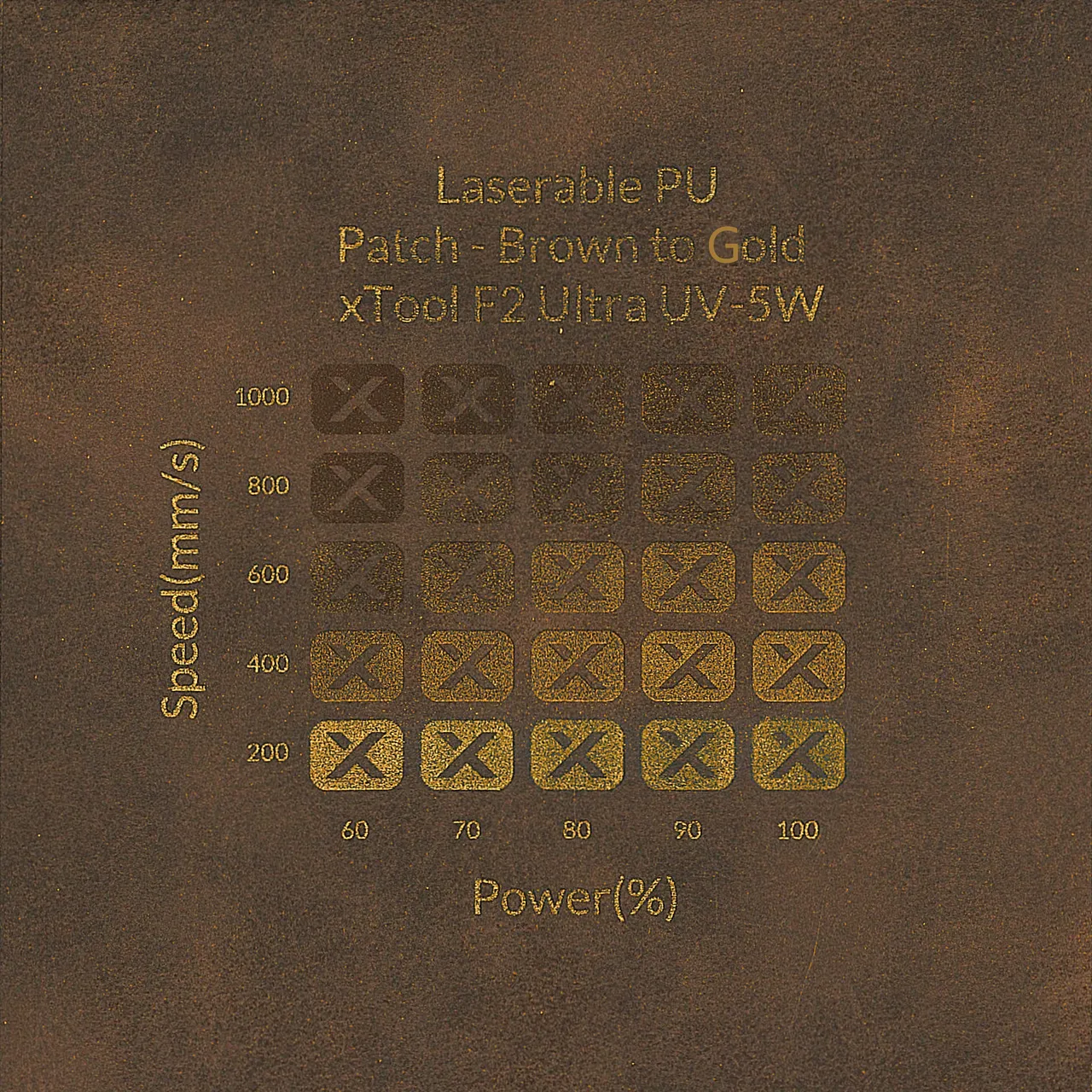 Round Laserable Pu Iron-on Patch-Brown to Gold test grid