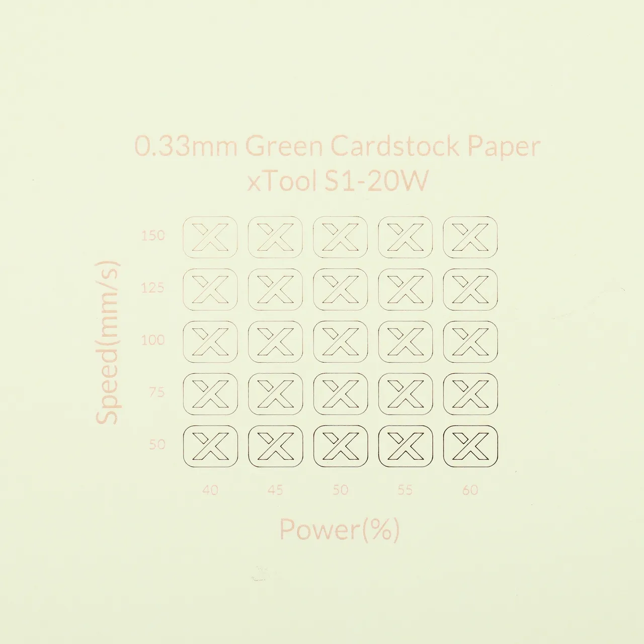 1/77"(0.33mm) Green Cardstock Paper test grid