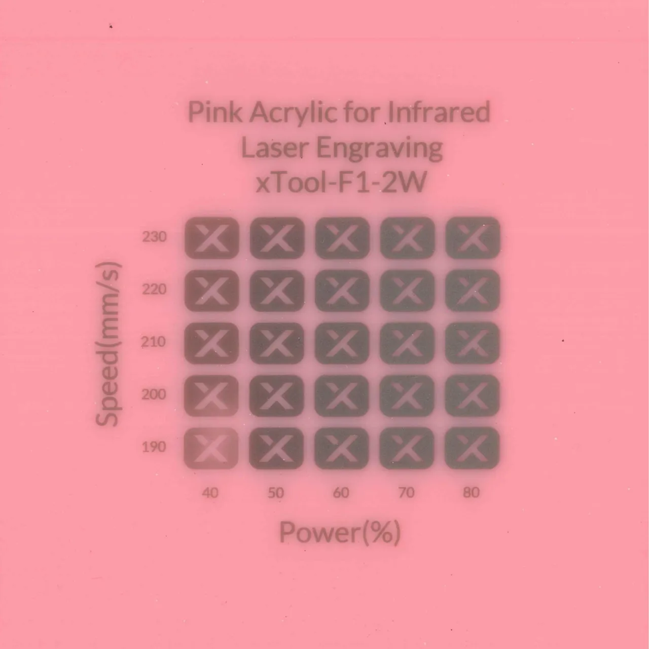 1/8"(3mm) Pink Acrylic for Infrared Laser Engraving test grid