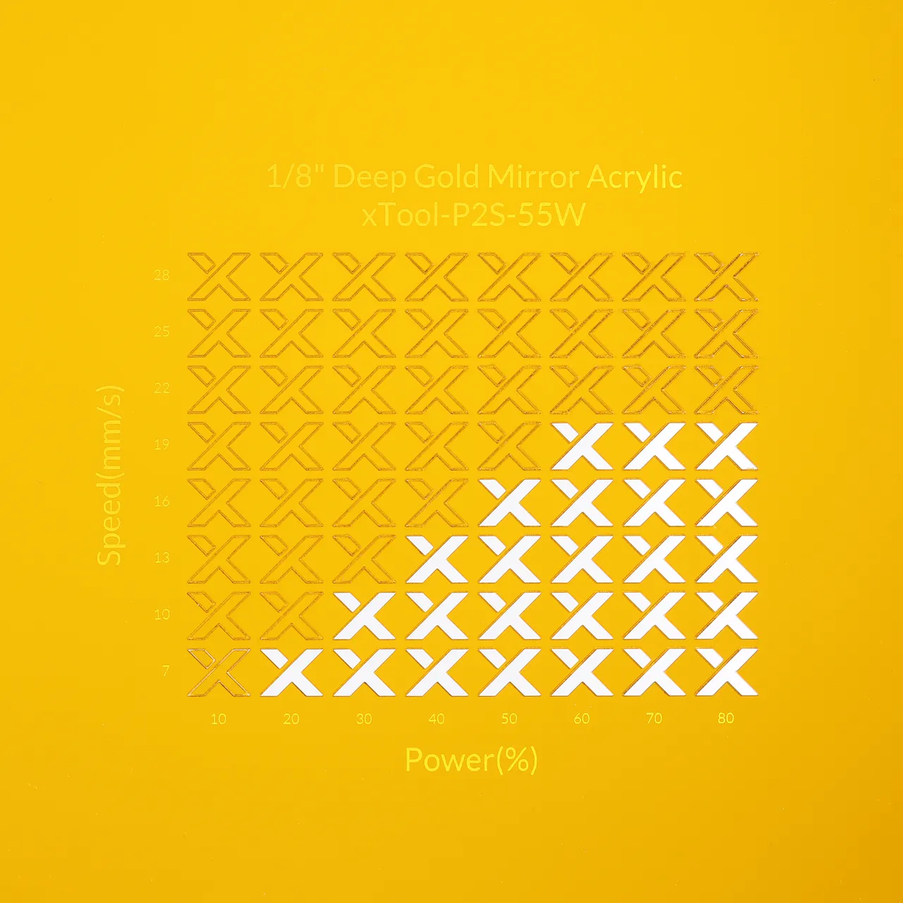 1/8"(3mm) Deep Gold Mirror Acrylic test grid