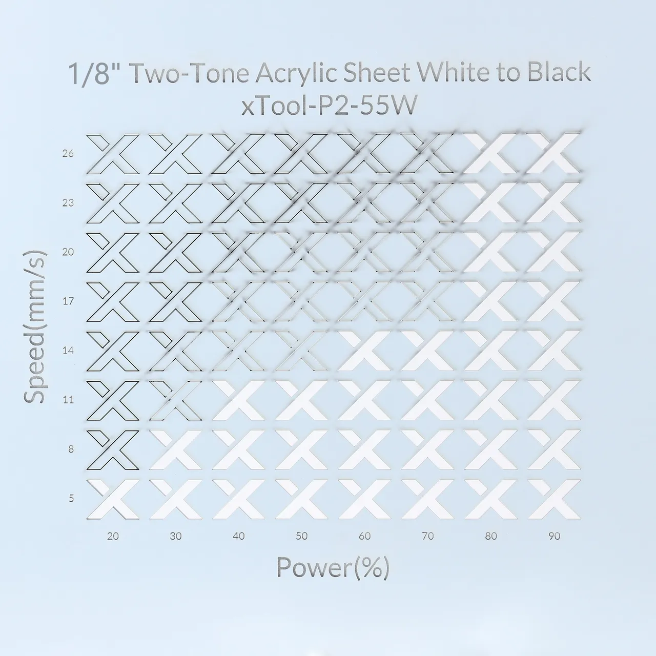 1/8"(3mm) White to Black Two-Tone Acrylic test grid