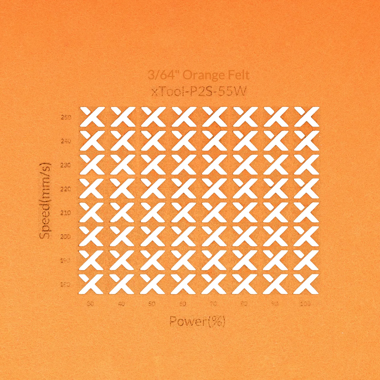3/64"(1mm) Orange Felt test grid