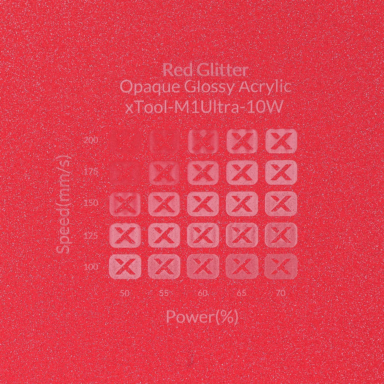 1/8"(3mm) Red Glitter Translucent Acrylic test grid